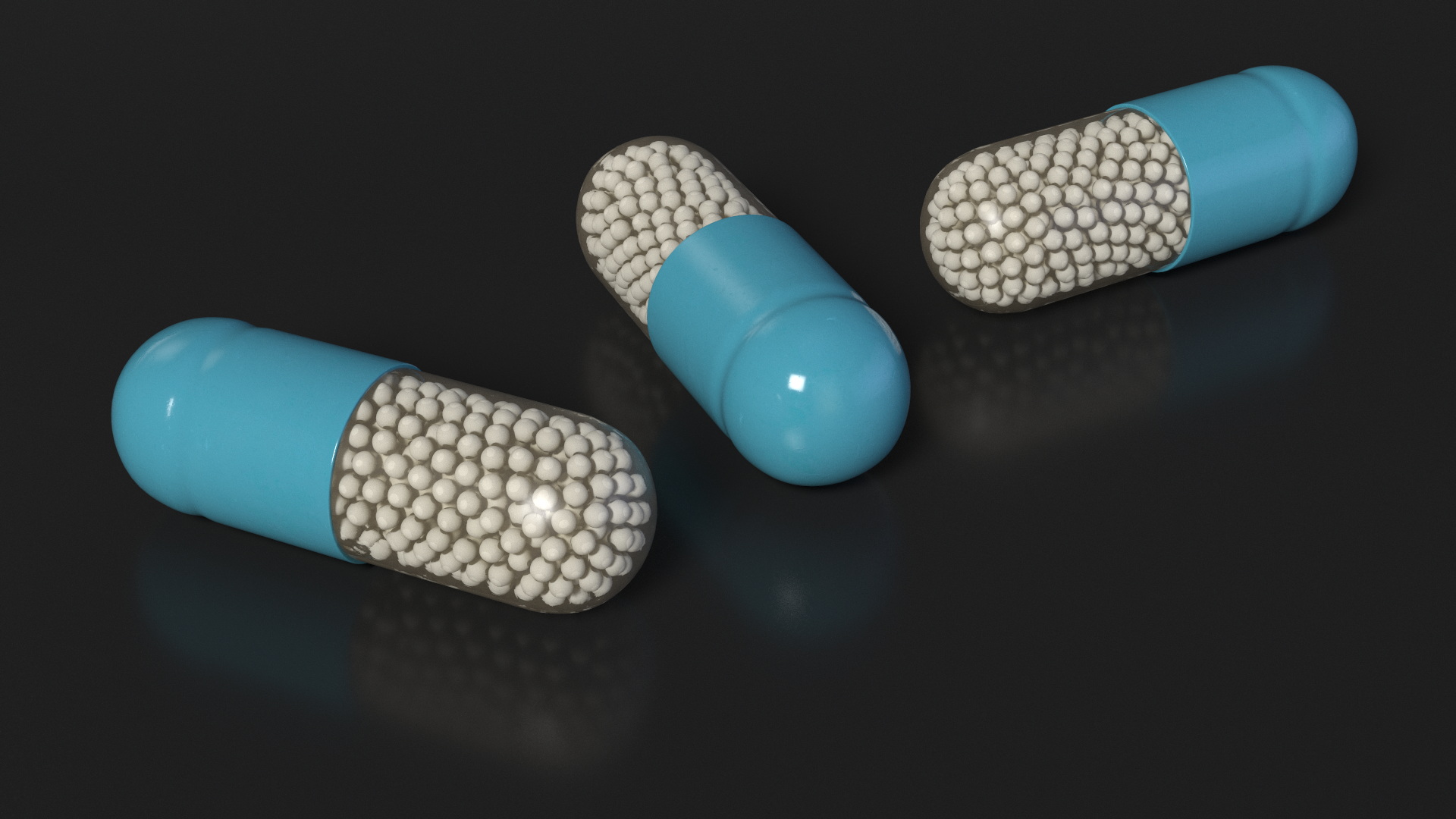 3D model Blue and White Granule Capsule