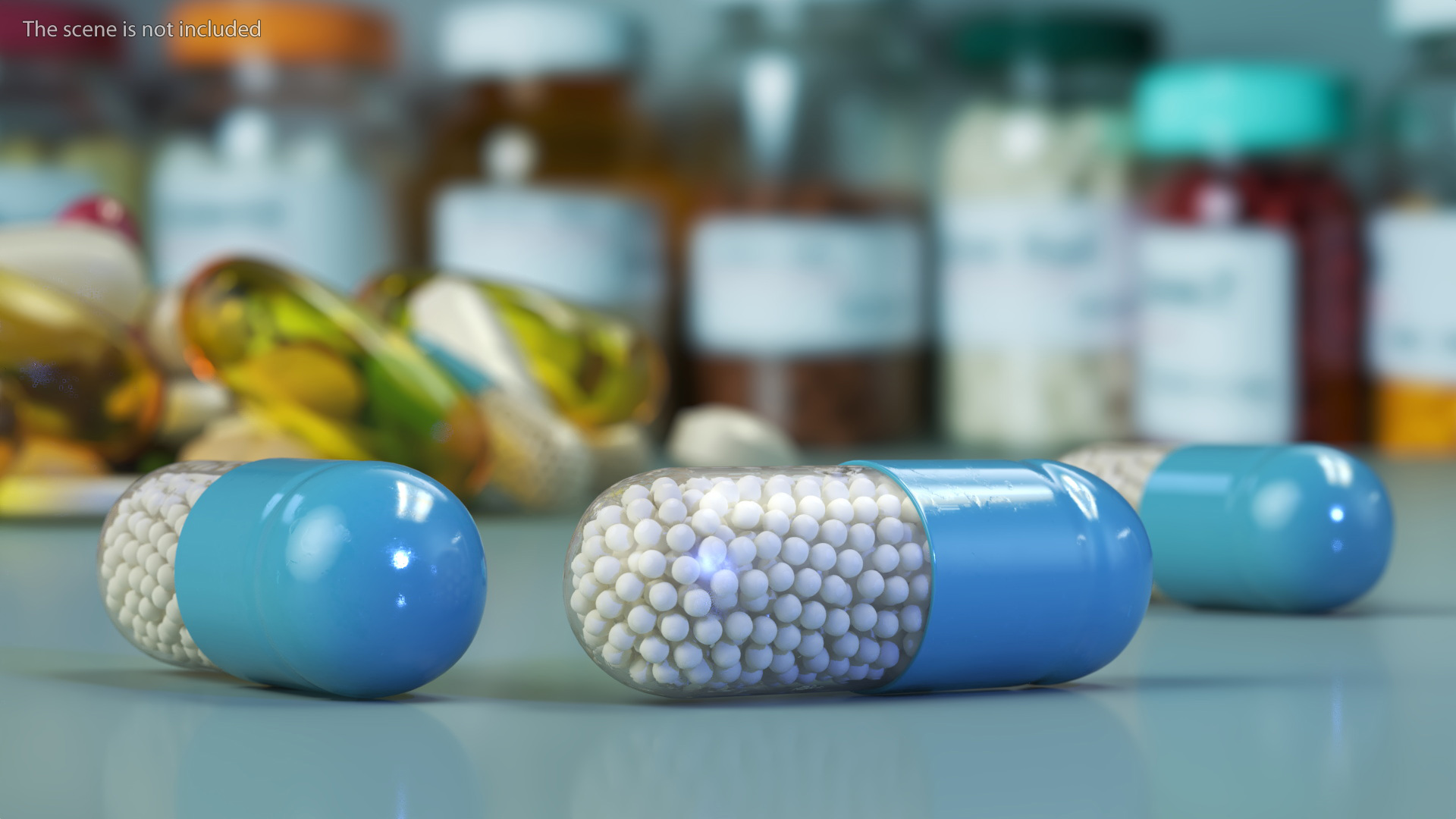 3D model Blue and White Granule Capsule