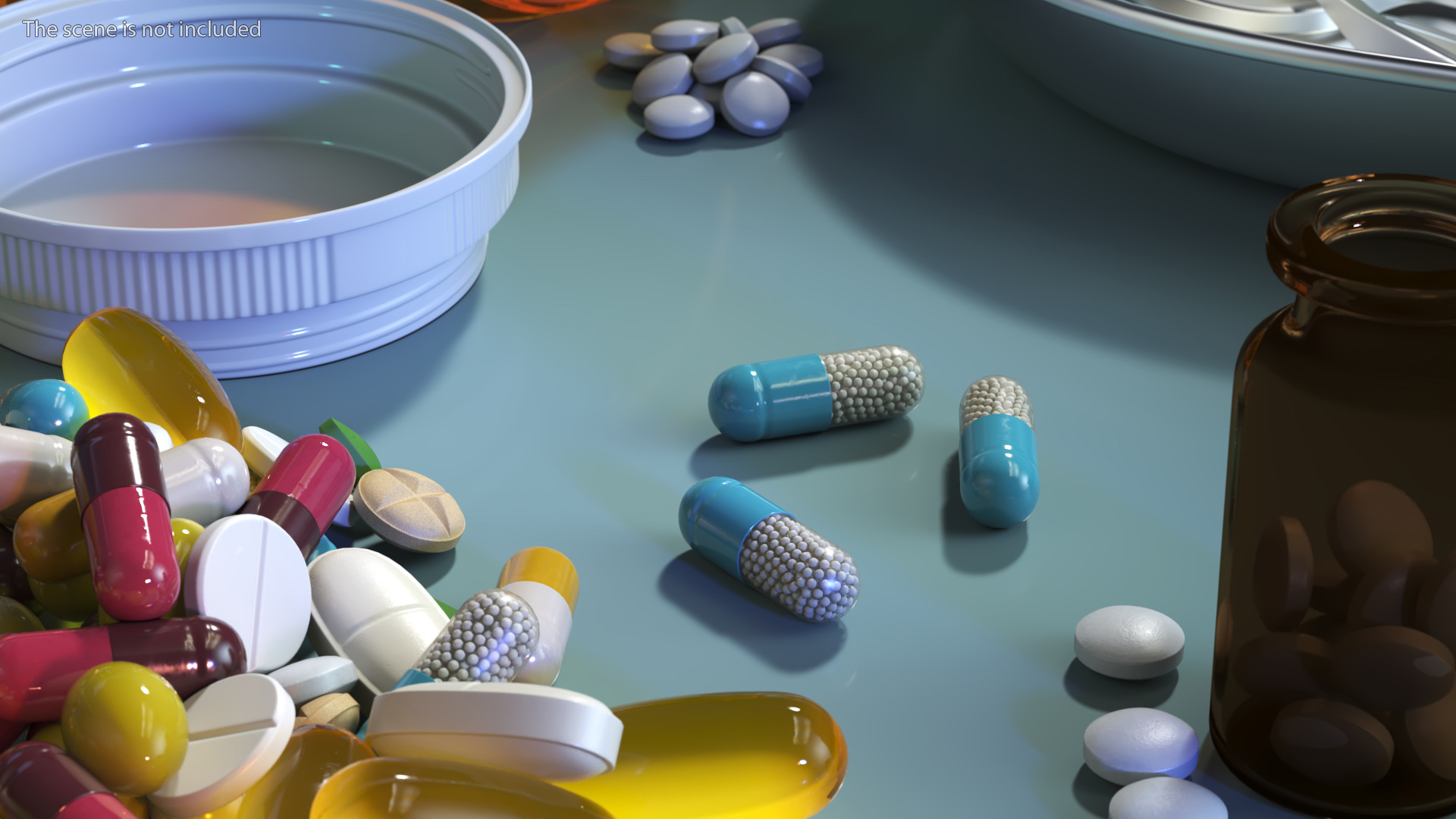 3D model Blue and White Granule Capsule