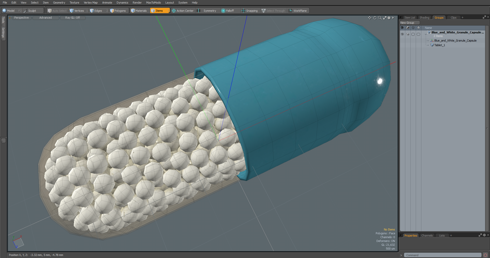 3D model Blue and White Granule Capsule