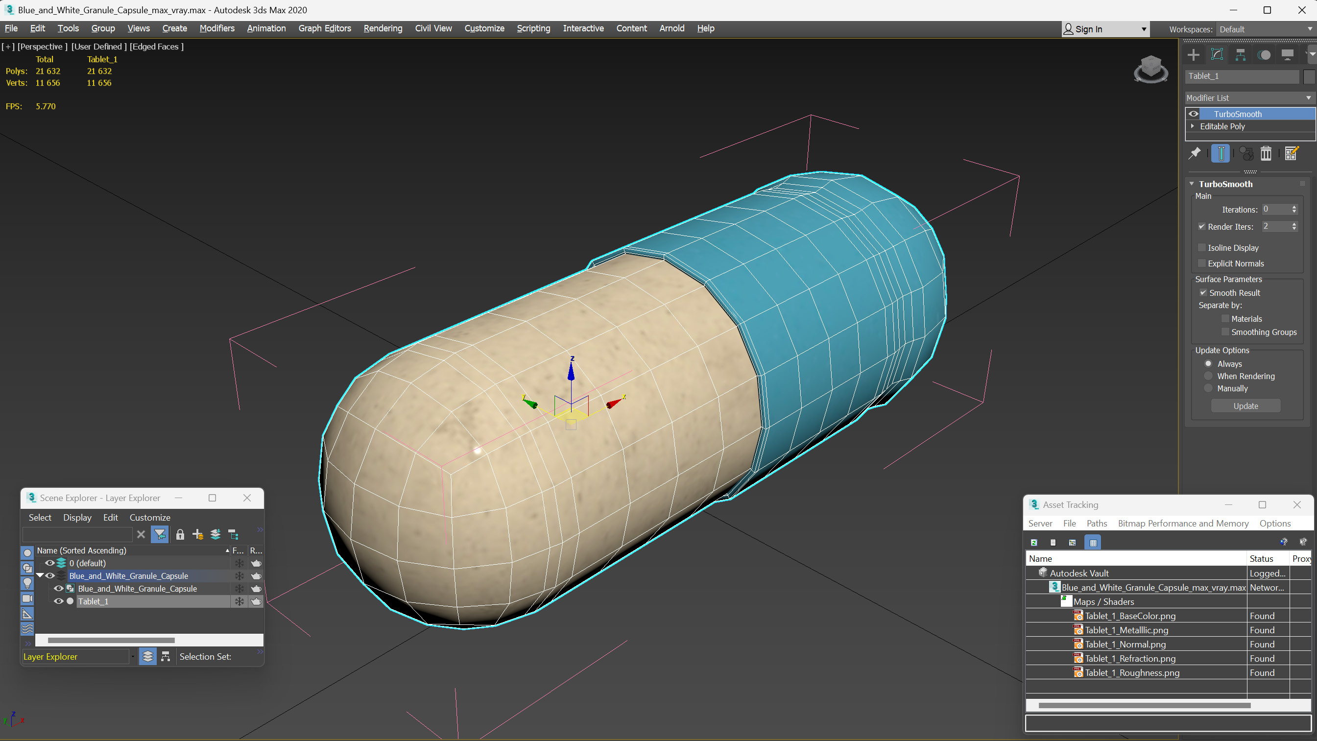 3D model Blue and White Granule Capsule