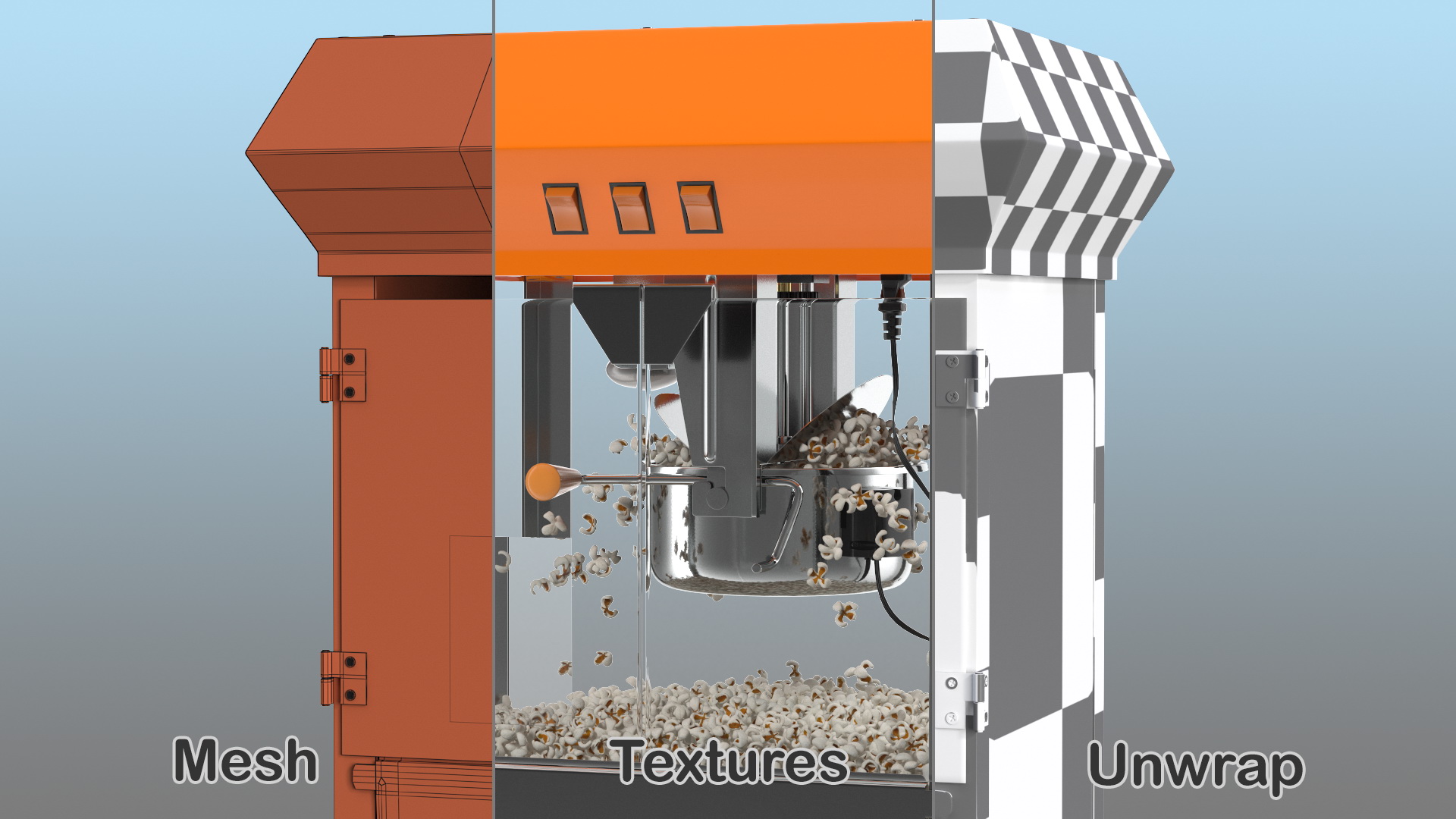 3D Antique Style Popcorn Popper Machine