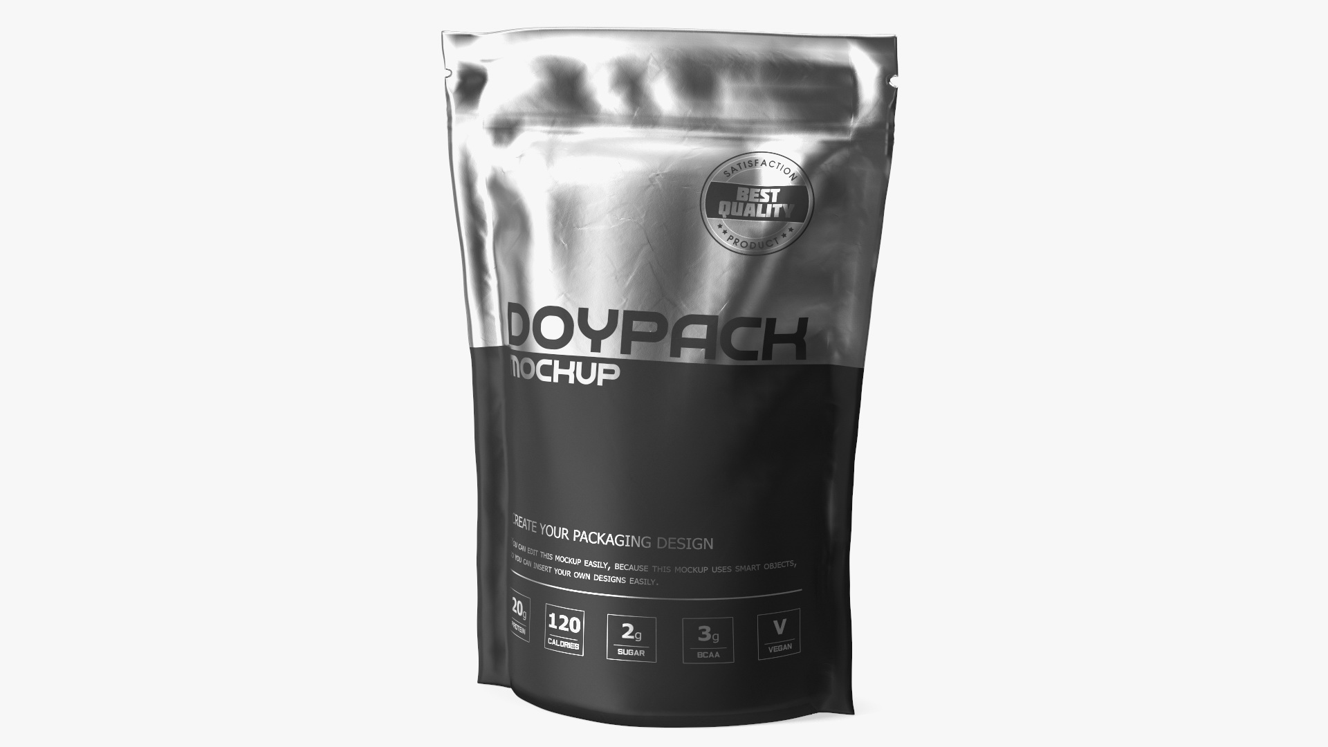 3D Doy Pack With Zipper Mockup Black model