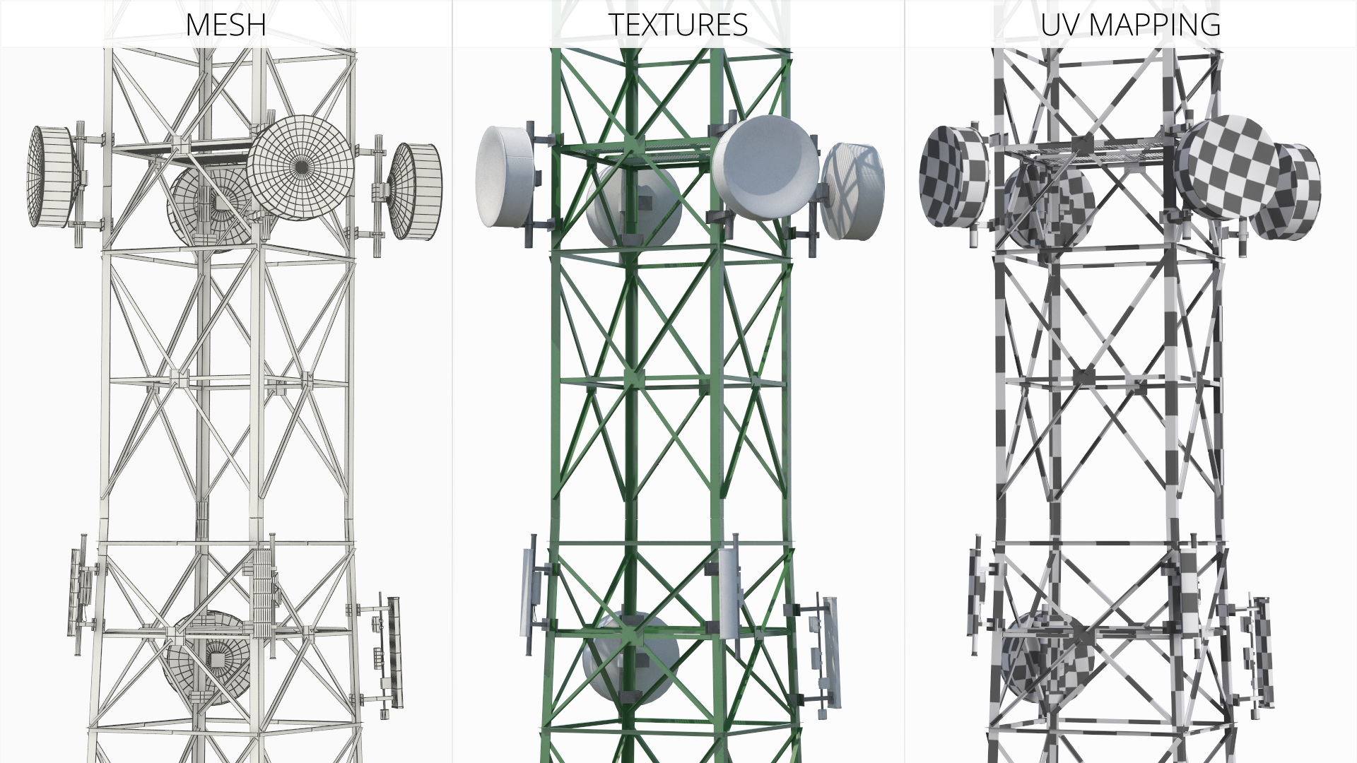 Antenna Tower with Parabolic Units Simplified, view 6