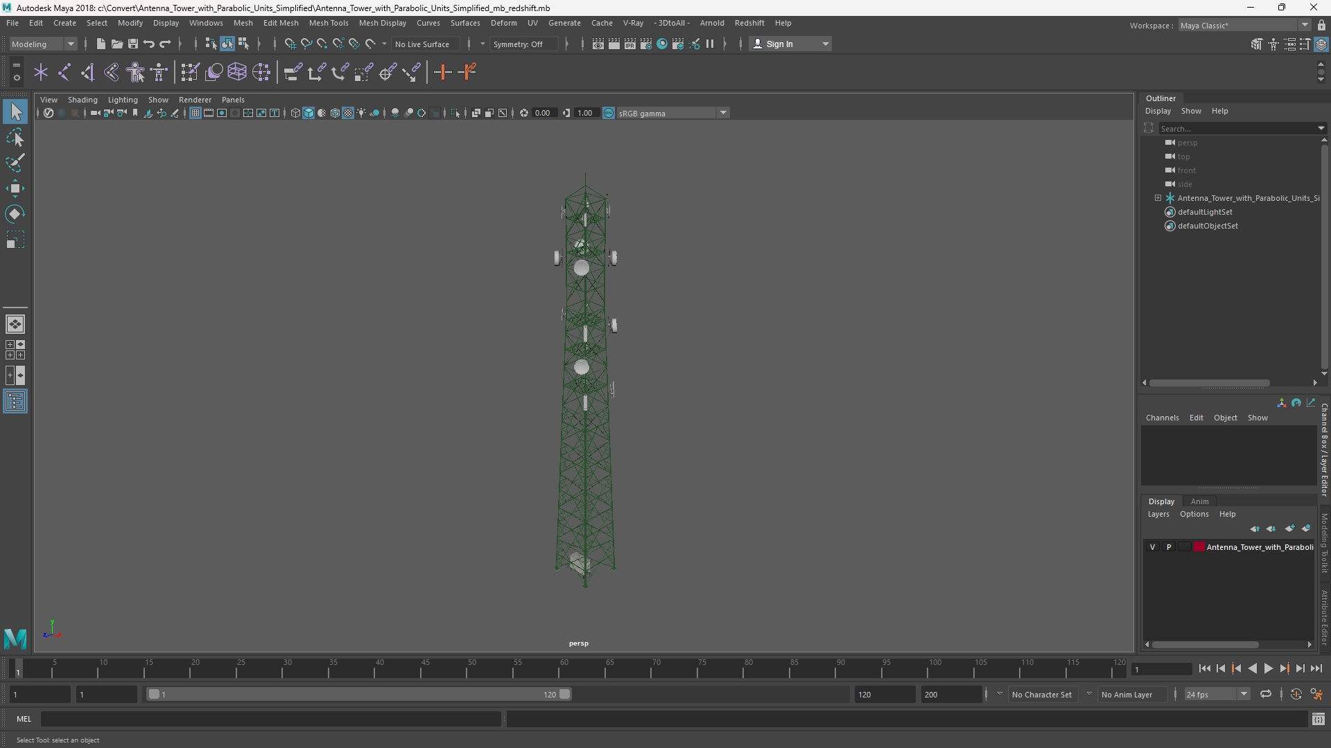 Antenna Tower with Parabolic Units Simplified, view 10