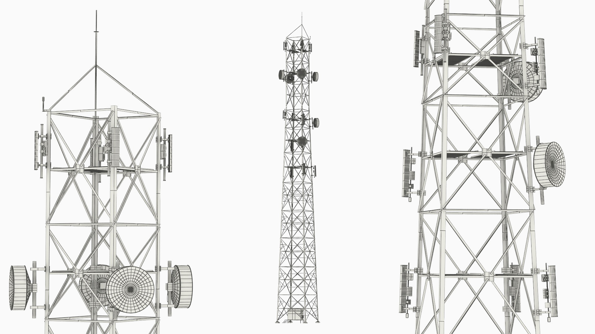 Antenna Tower with Parabolic Units Simplified, view 8