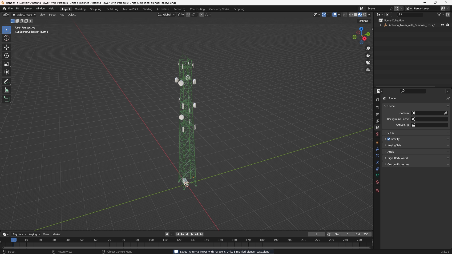 Antenna Tower with Parabolic Units Simplified, view 9