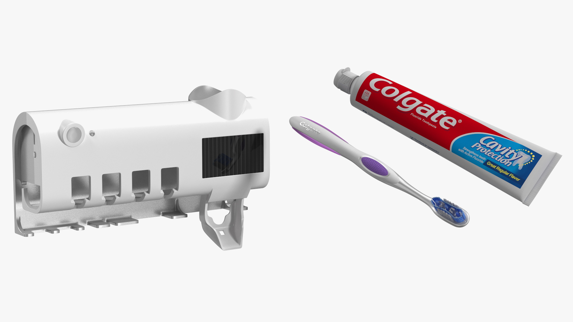 3D UV Toothbrush Sterilizer with Toothpaste Dispenser White