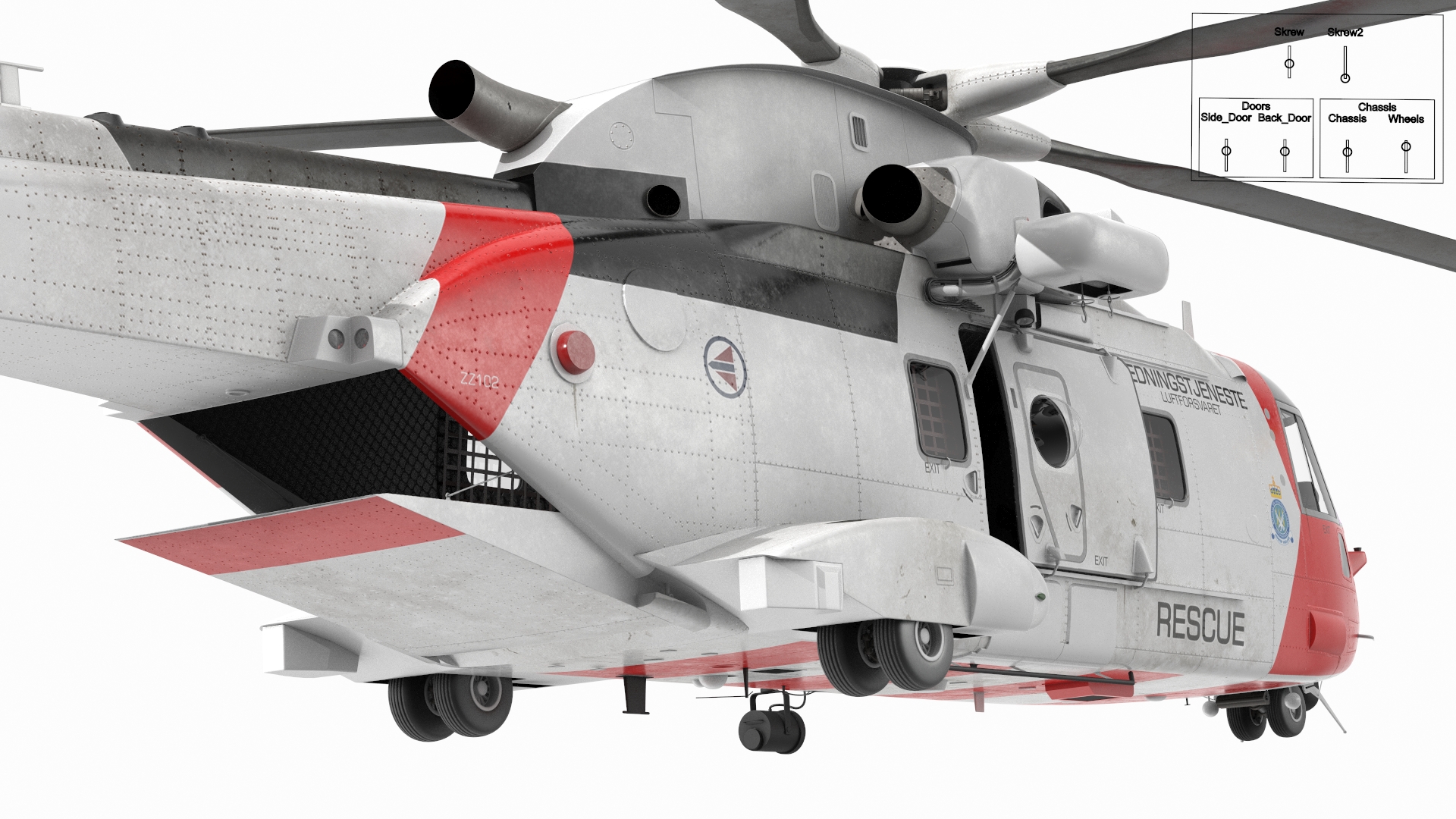 AgustaWestland AW101 Model 612 Norwegian Air Force Rigged 3D