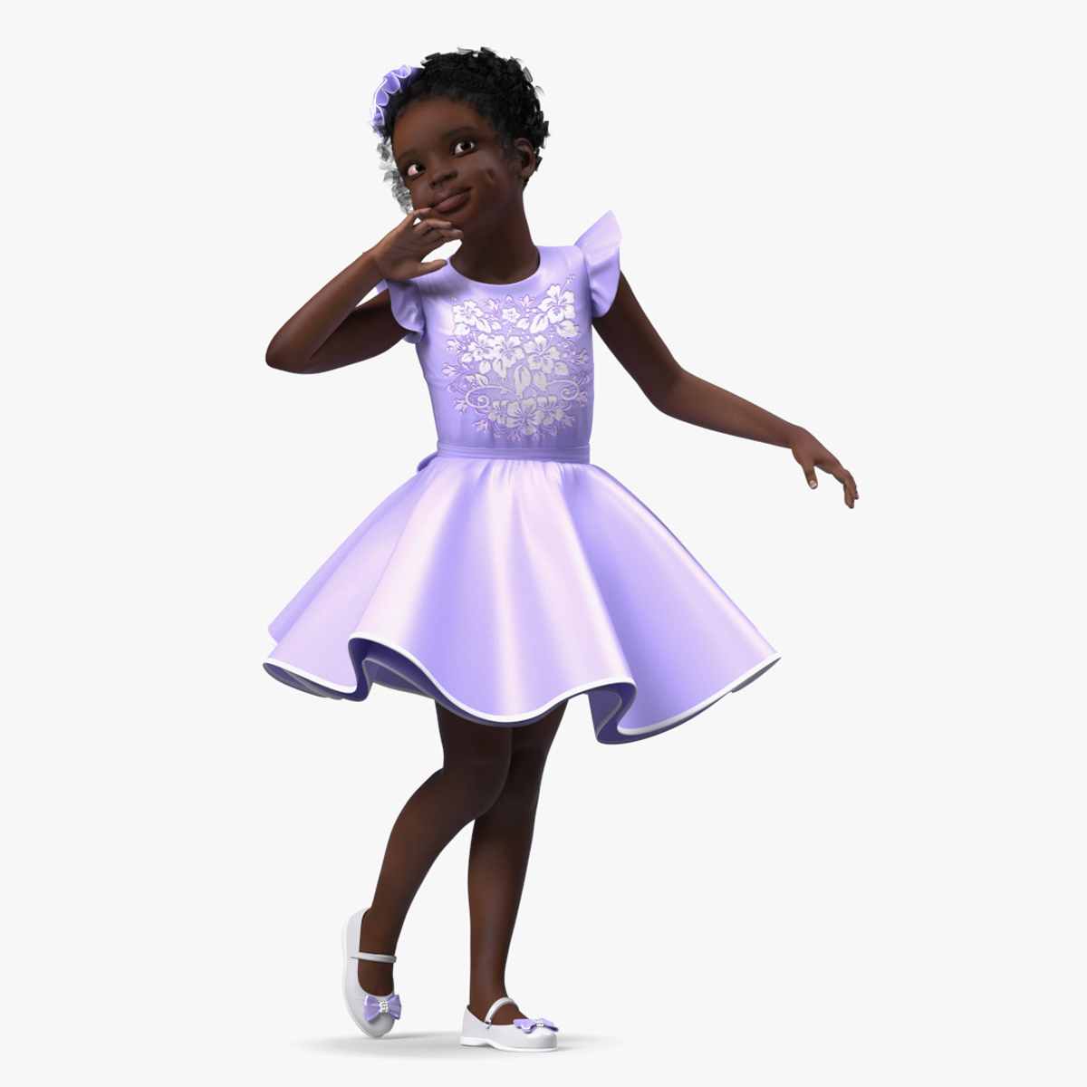 Black Child Girl Party Style Rigged for Maya 3D model