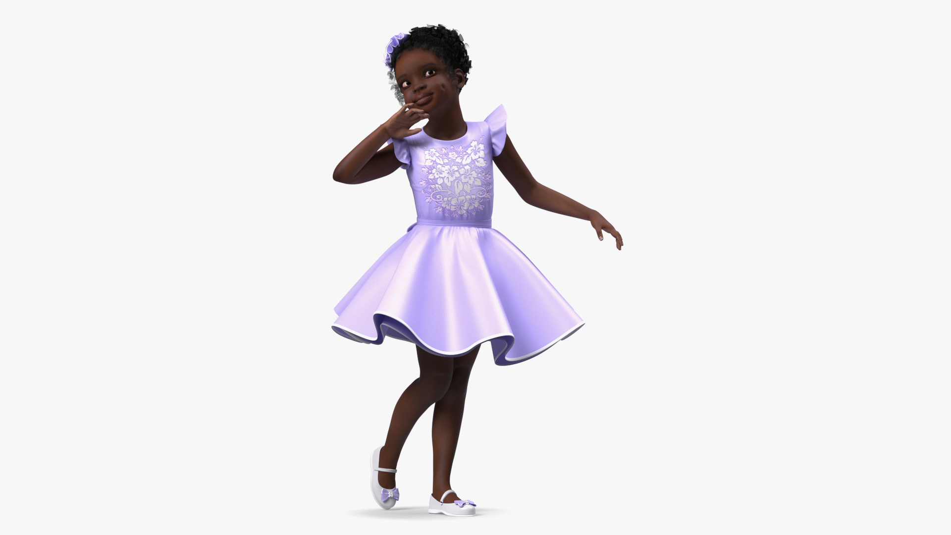 Black Child Girl Party Style Rigged for Maya 3D model