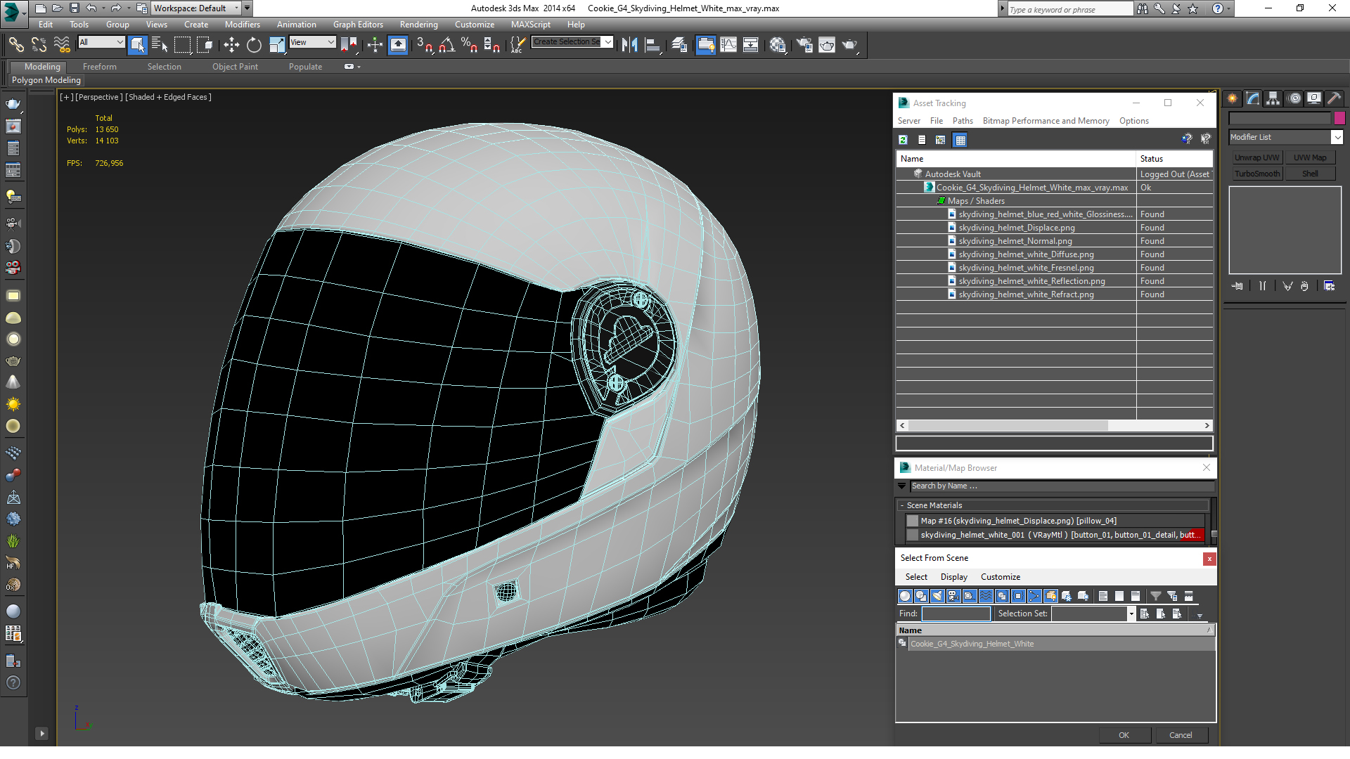 Cookie G4 Skydiving Helmet White 3D