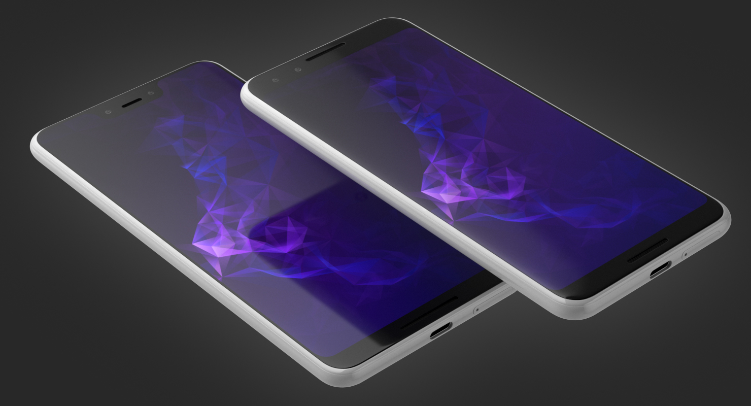 3D model Google Pixel 3 and Pixel 3XL Smartphone White