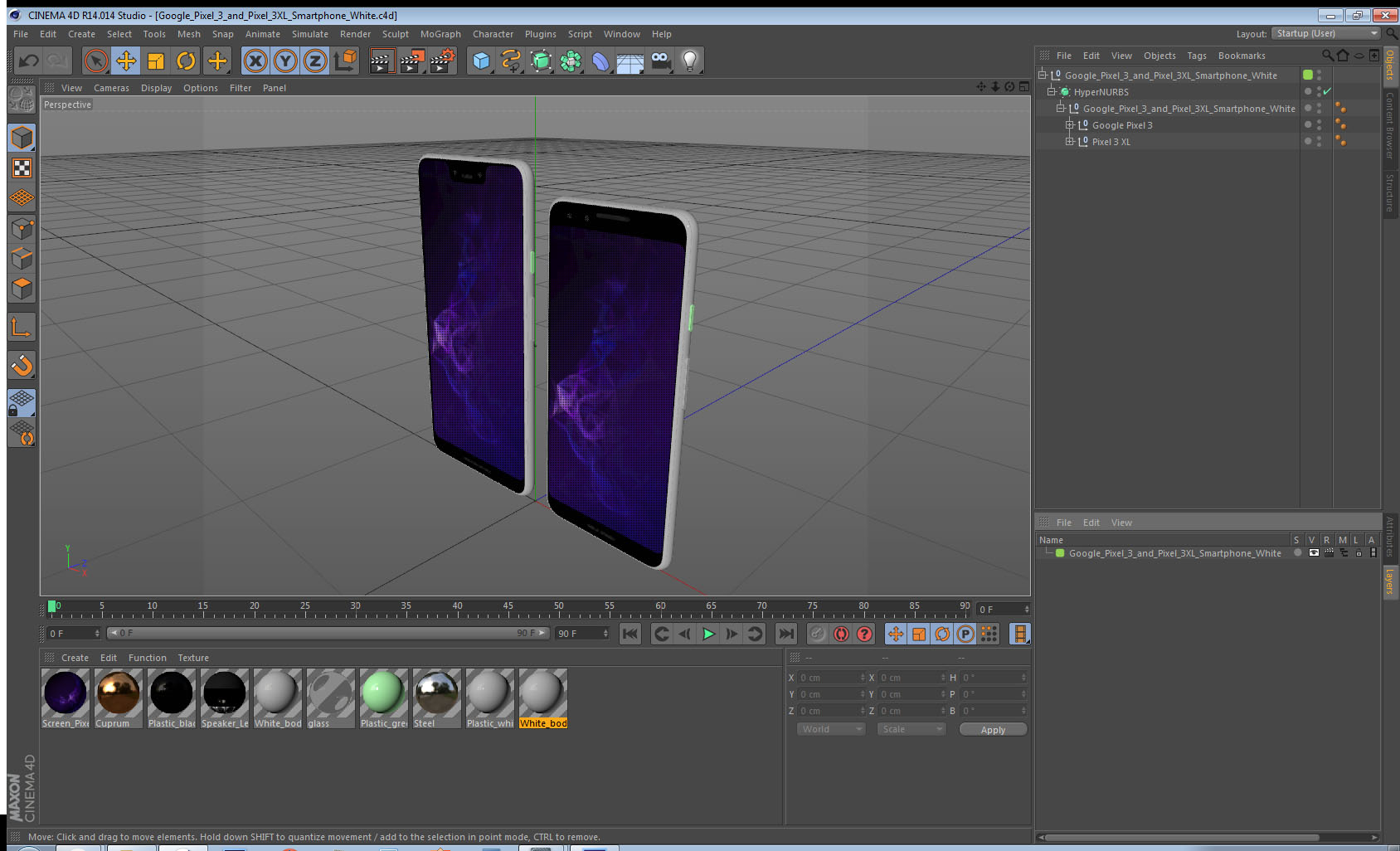 3D model Google Pixel 3 and Pixel 3XL Smartphone White