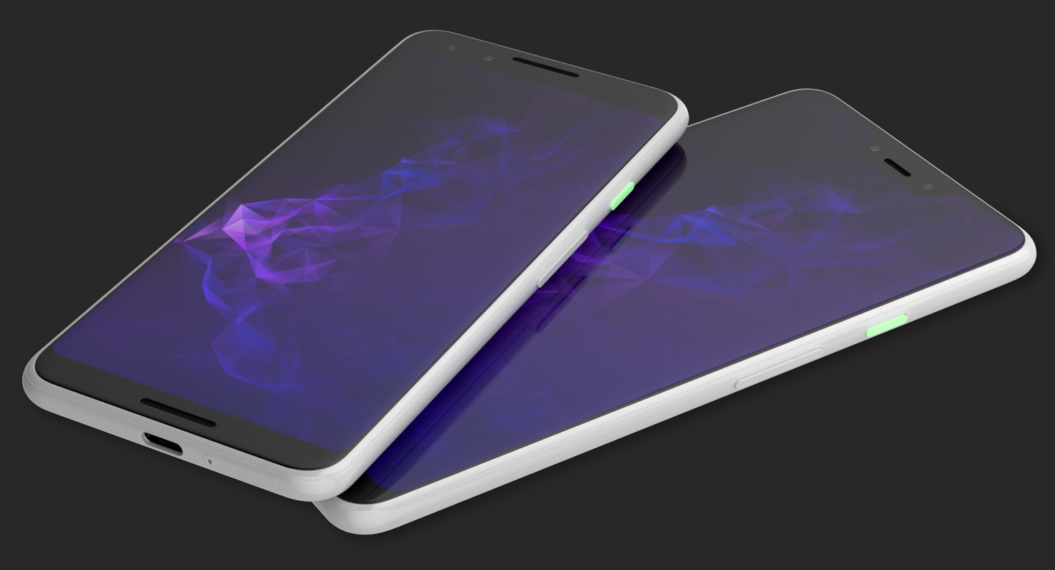 3D model Google Pixel 3 and Pixel 3XL Smartphone White