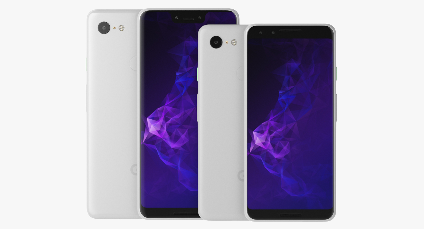 3D model Google Pixel 3 and Pixel 3XL Smartphone White