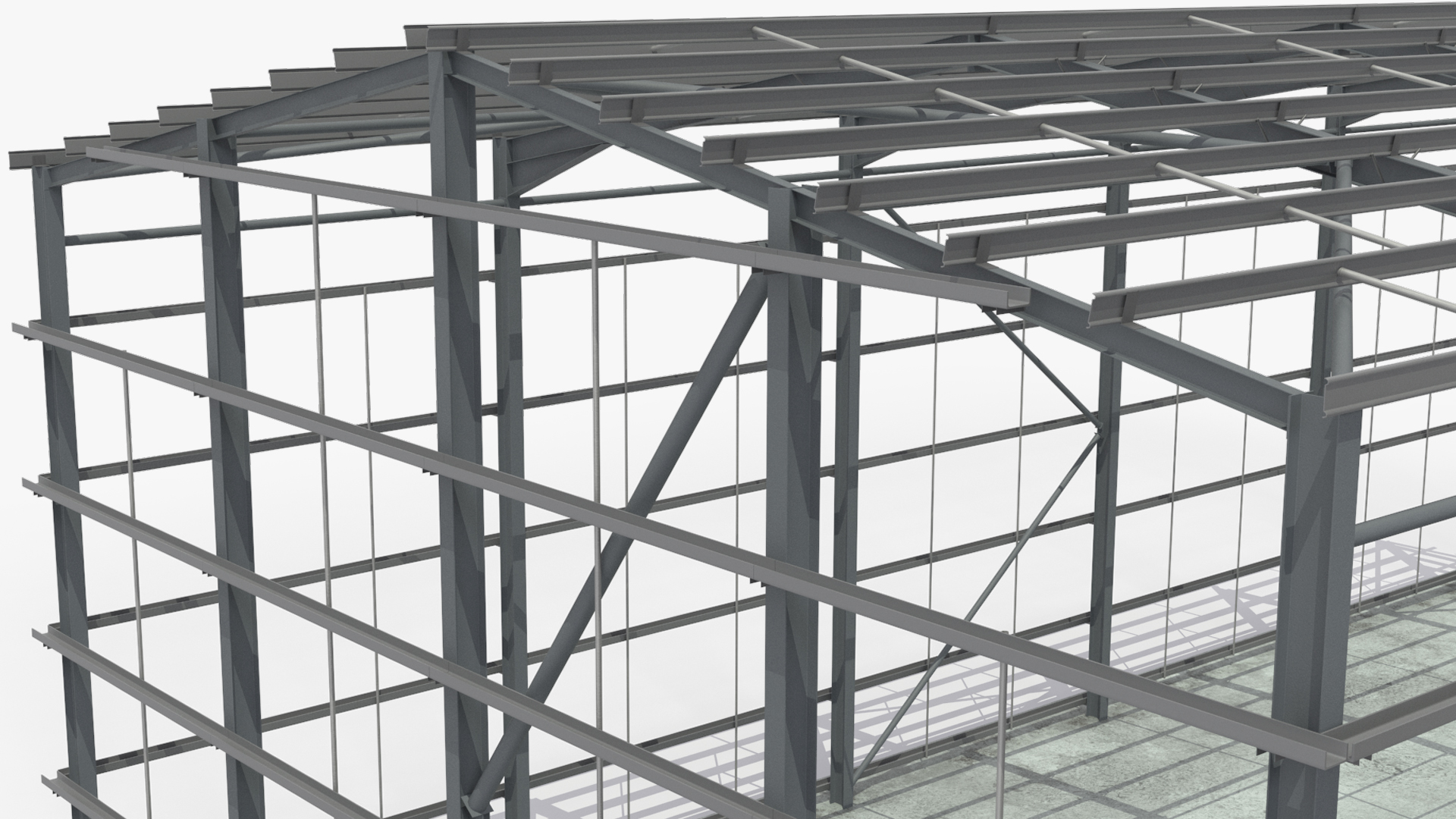Industrial Steel Frame Hangar with Foundation - view 4