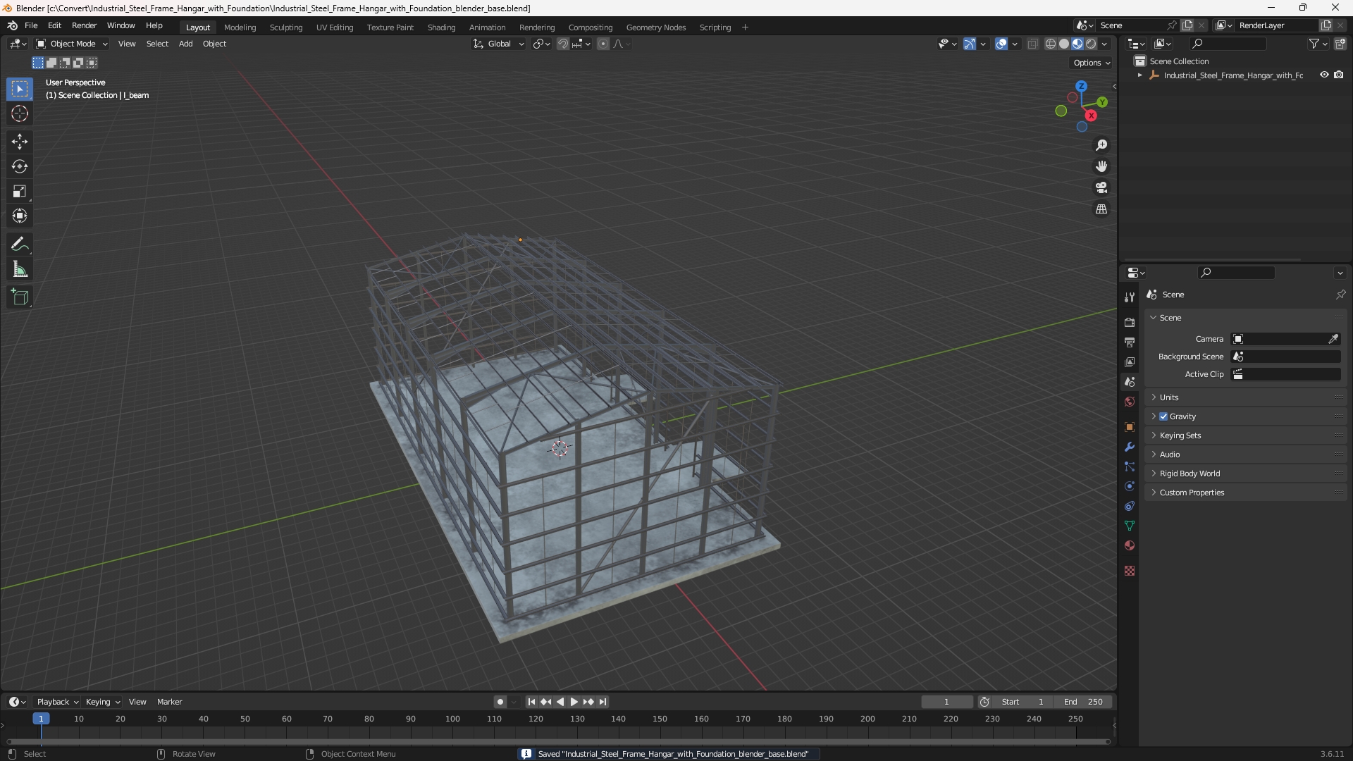 Industrial Steel Frame Hangar with Foundation - view 10
