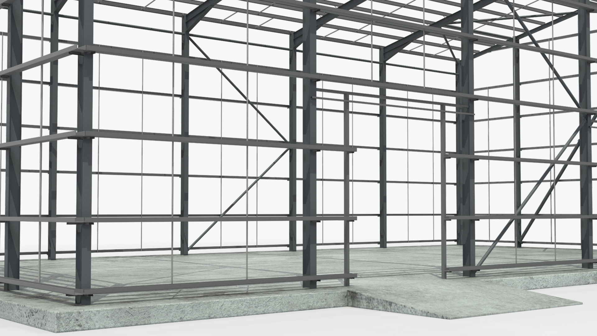 Industrial Steel Frame Hangar with Foundation - view 5