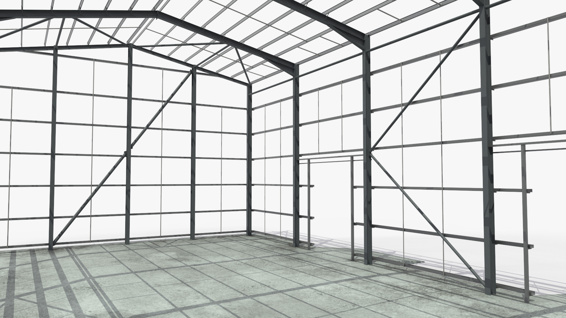 Industrial Steel Frame Hangar with Foundation - view 6