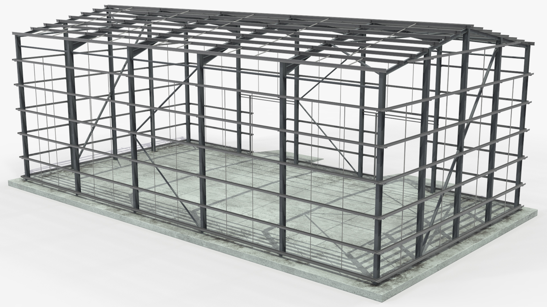 Industrial Steel Frame Hangar with Foundation - view 2