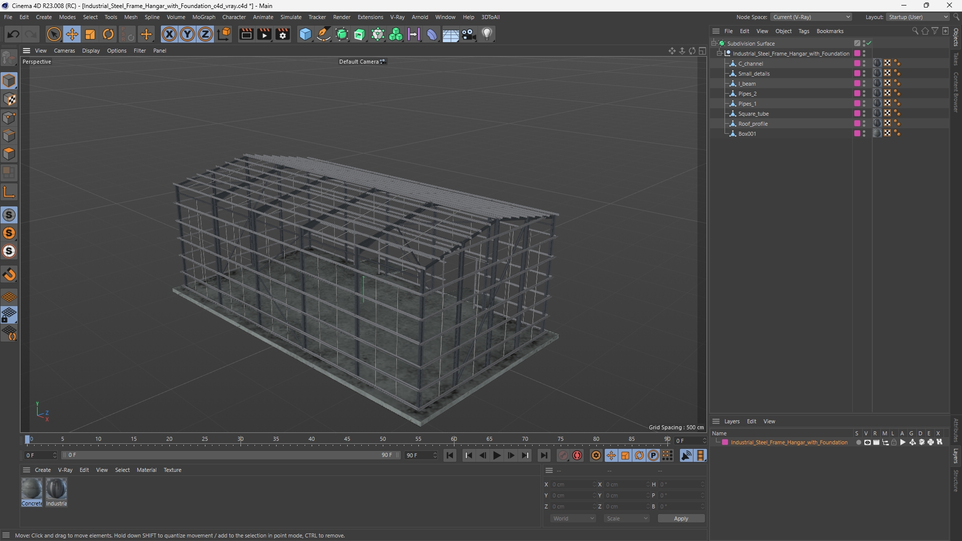 Industrial Steel Frame Hangar with Foundation - view 12