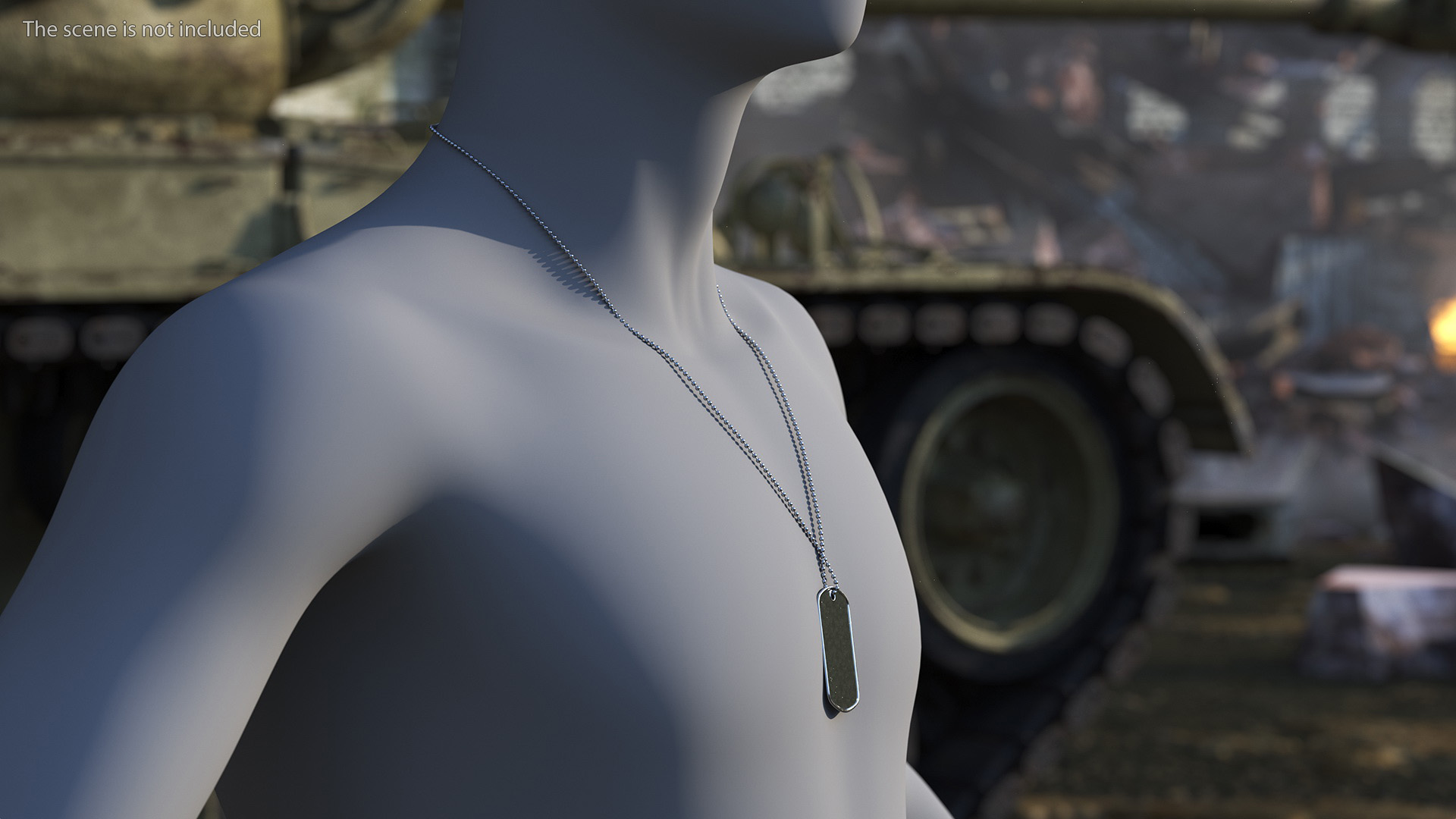 3D model Blank Military Dog Tag Hanging