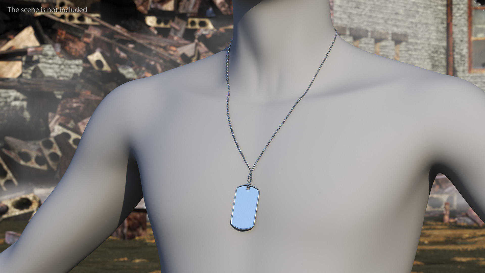 3D model Blank Military Dog Tag Hanging