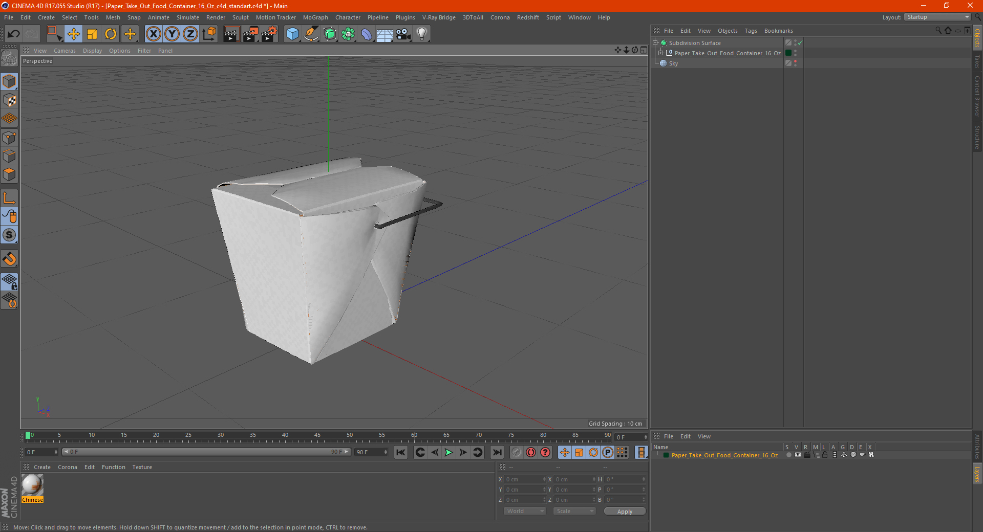 3D model Paper Take Out Food Container 16 Oz