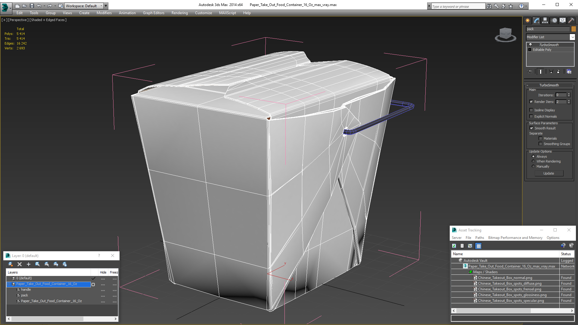 3D model Paper Take Out Food Container 16 Oz
