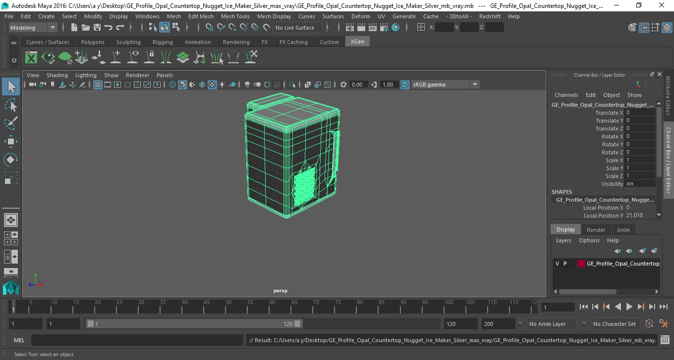 3D model GE Profile Opal Countertop Nugget Ice Maker Silver
