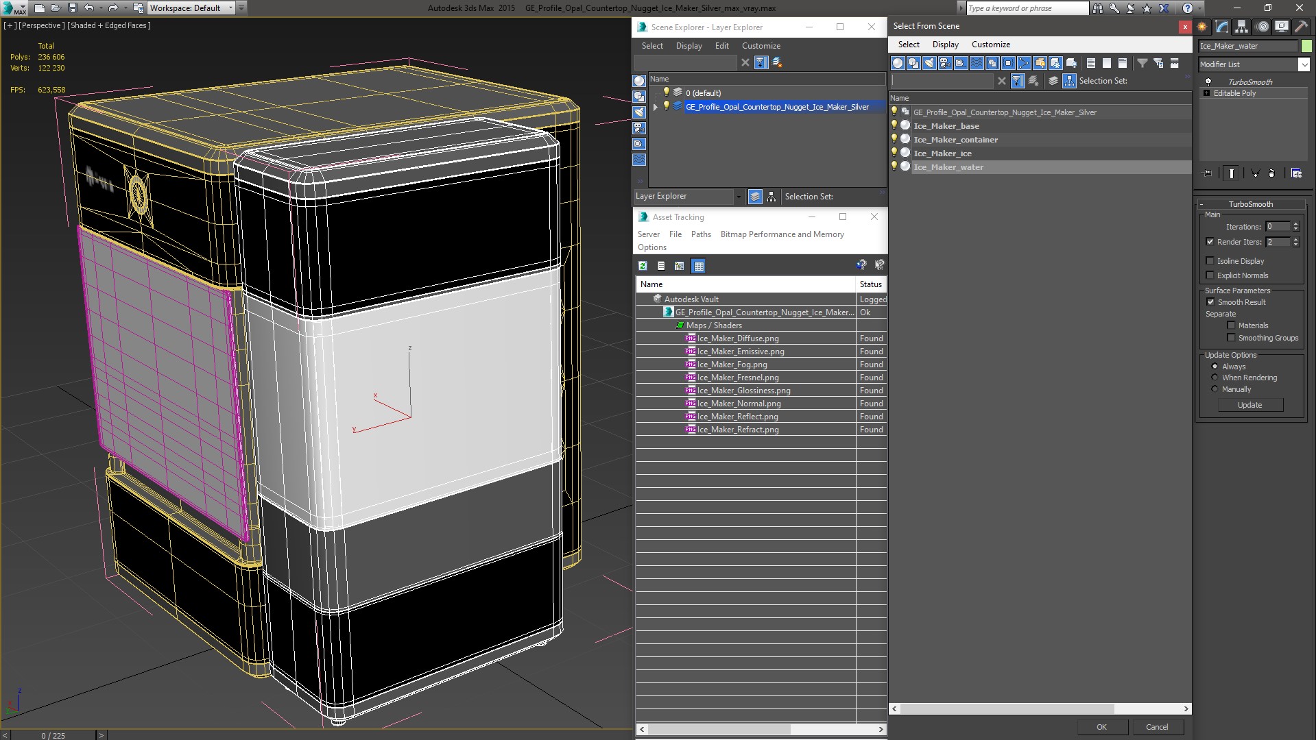 3D model GE Profile Opal Countertop Nugget Ice Maker Silver
