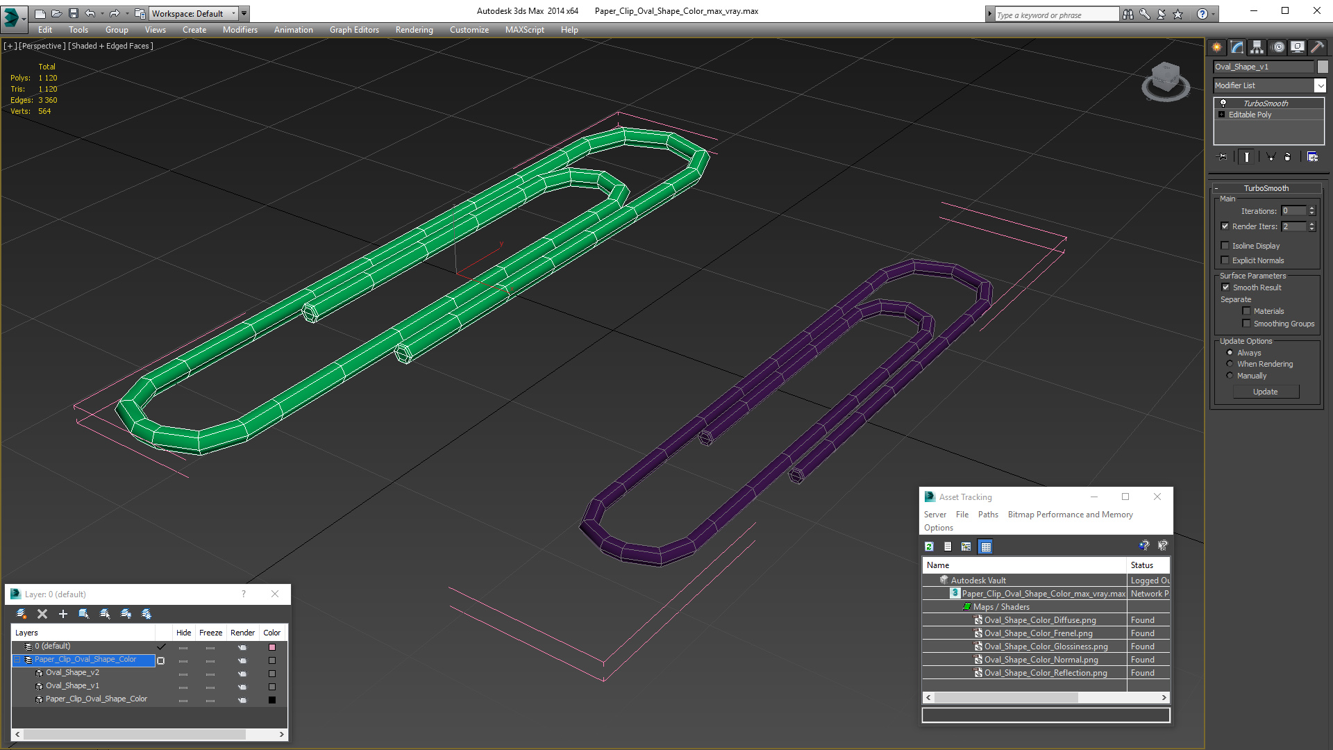 Paper Clip Oval Shape Color 3D