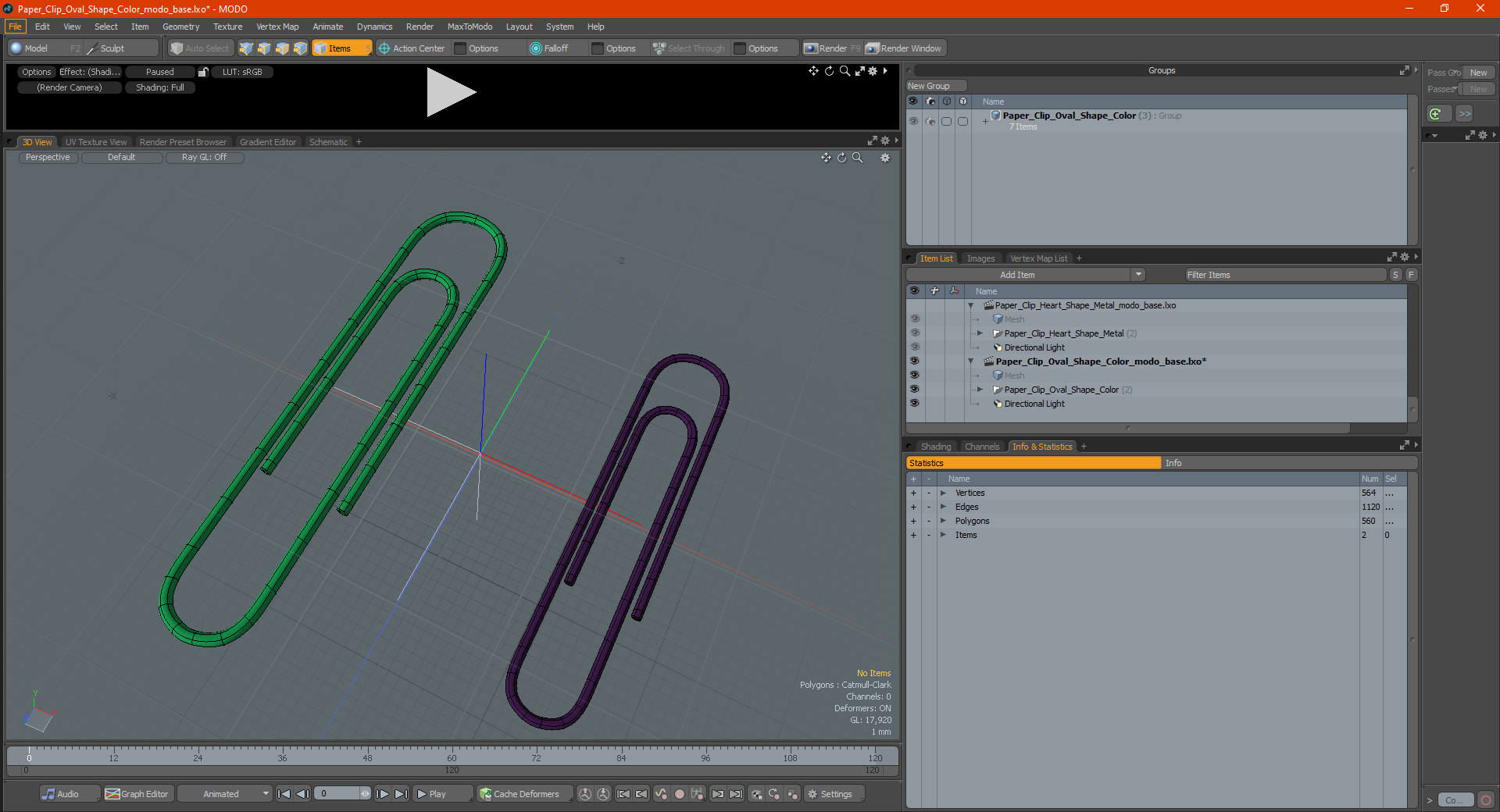 Paper Clip Oval Shape Color 3D