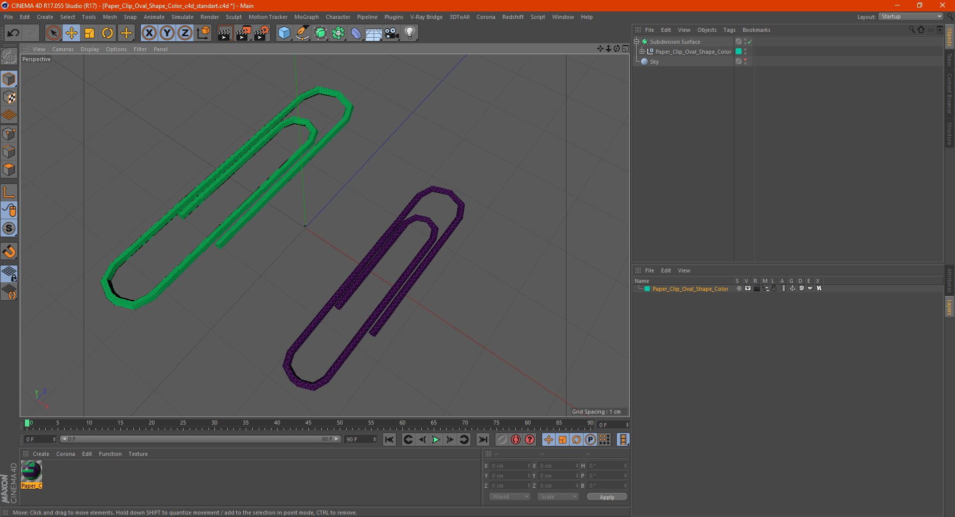 Paper Clip Oval Shape Color 3D
