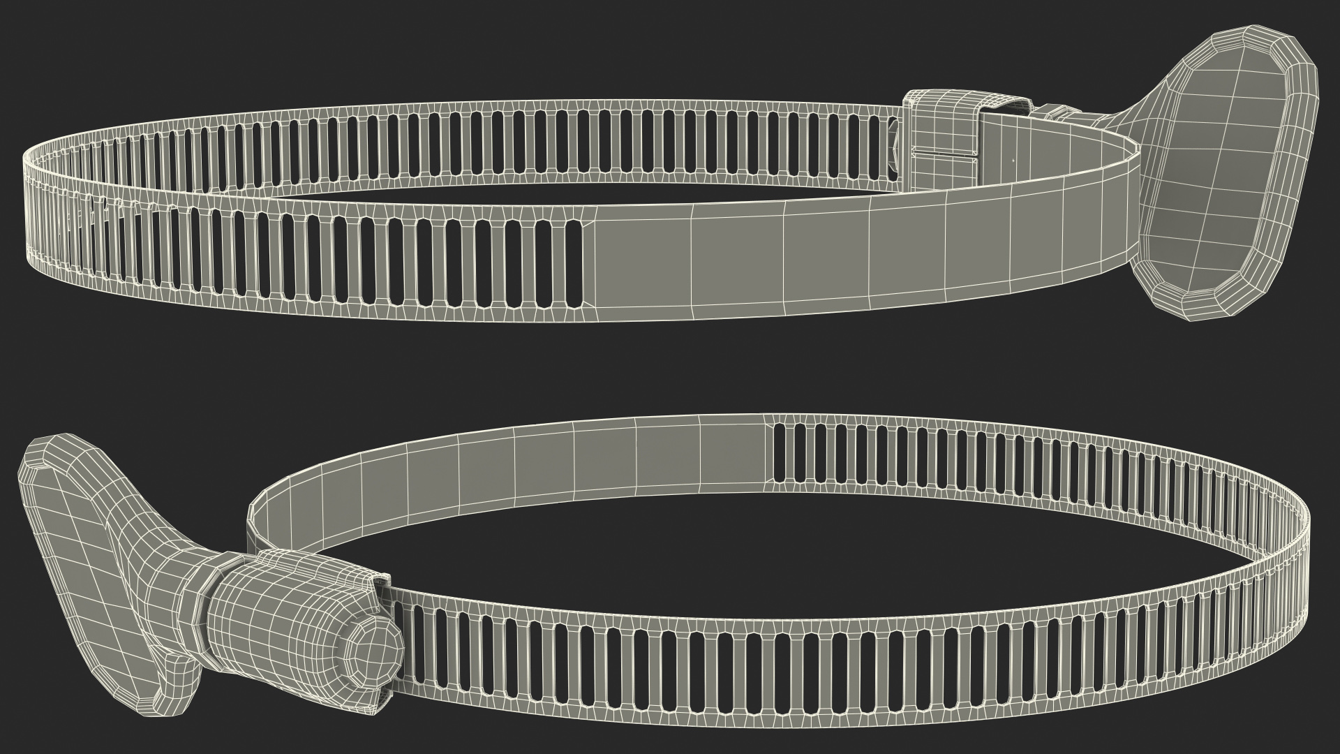 Perforated Hose Clamp with Turn Key 78 101mm 3D model