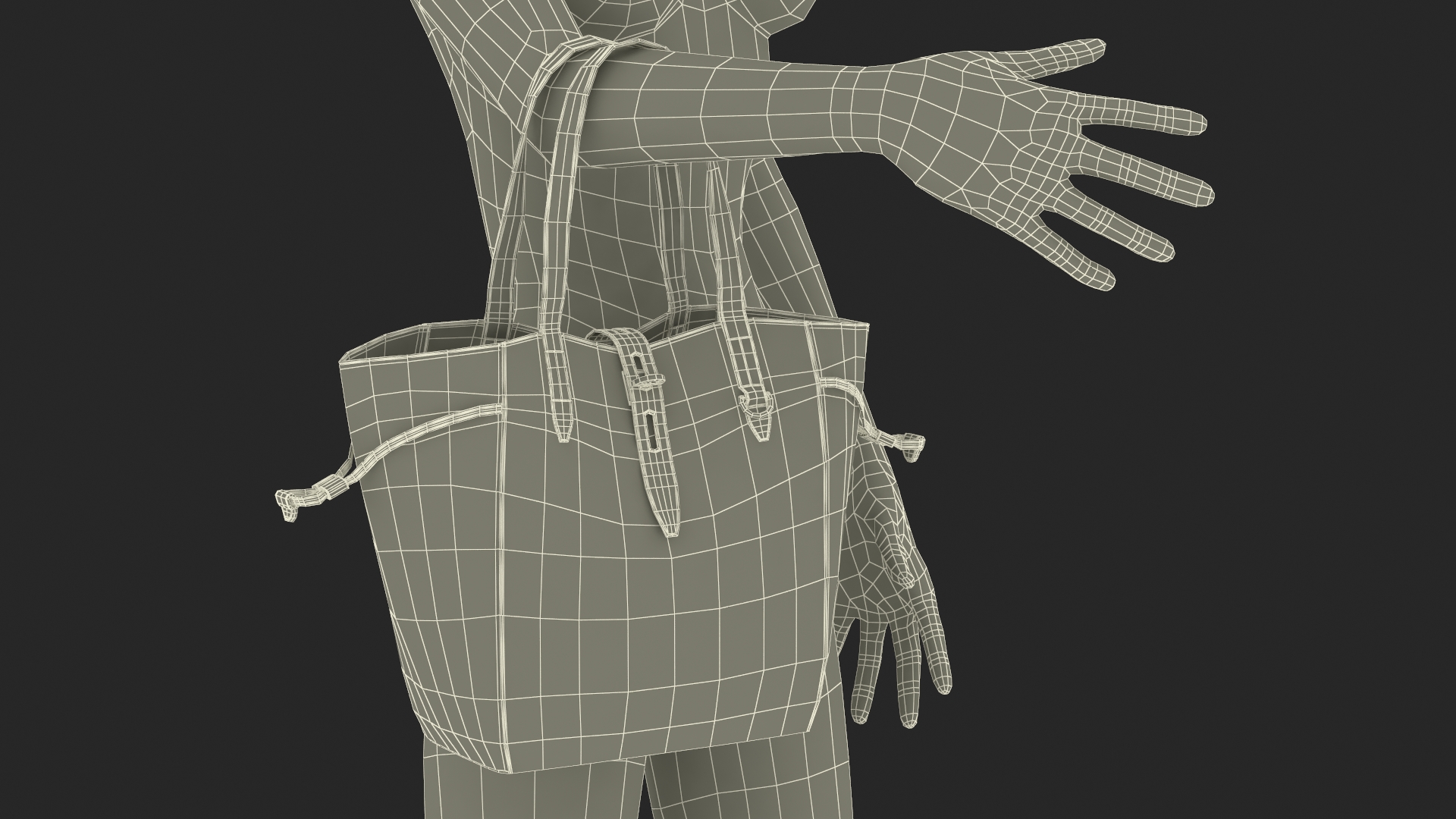 Net Shopper Bag Furla Nero on Mannequin 3D model