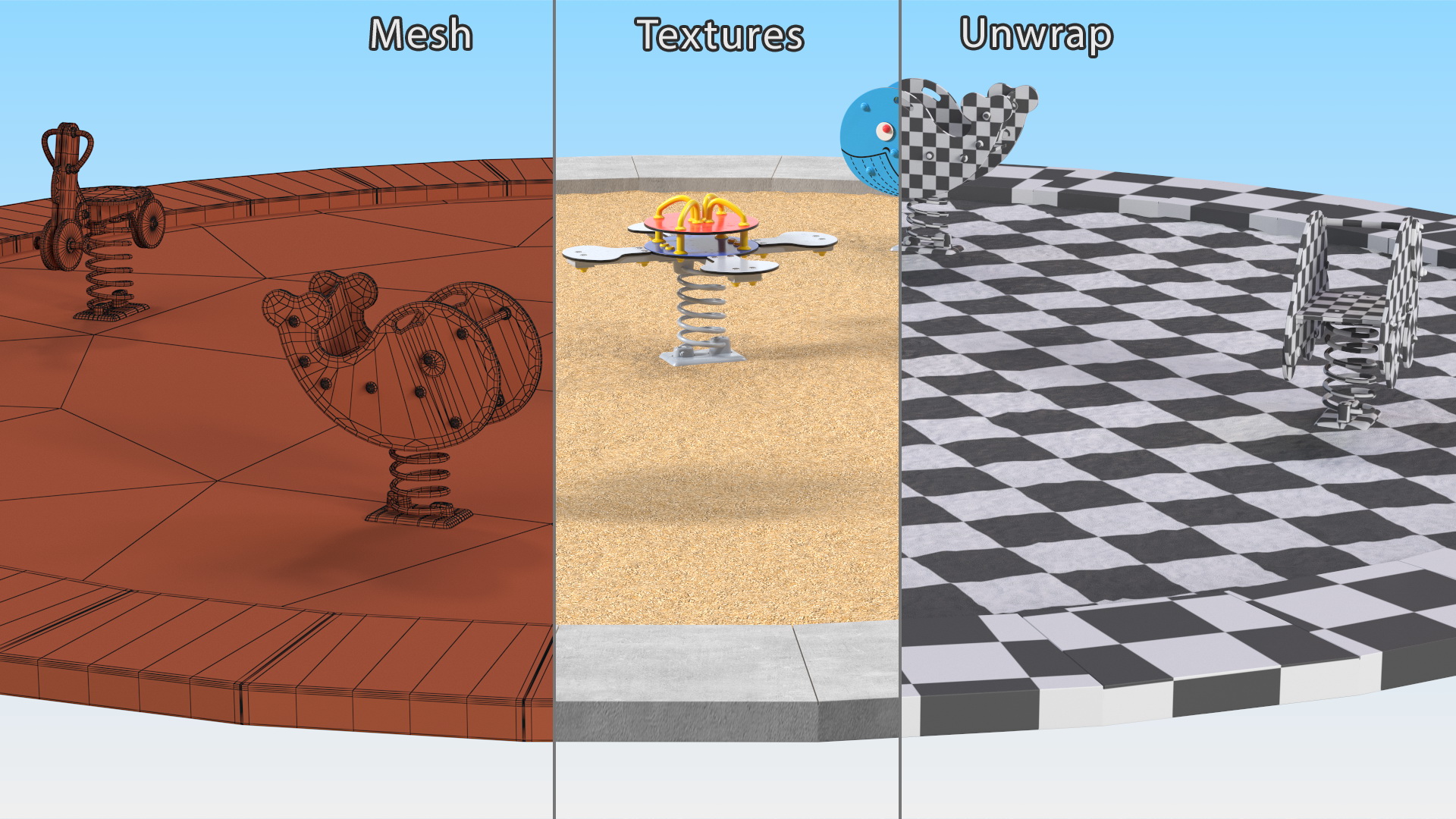 3D Sawdust Child Playground with Spring Swings model