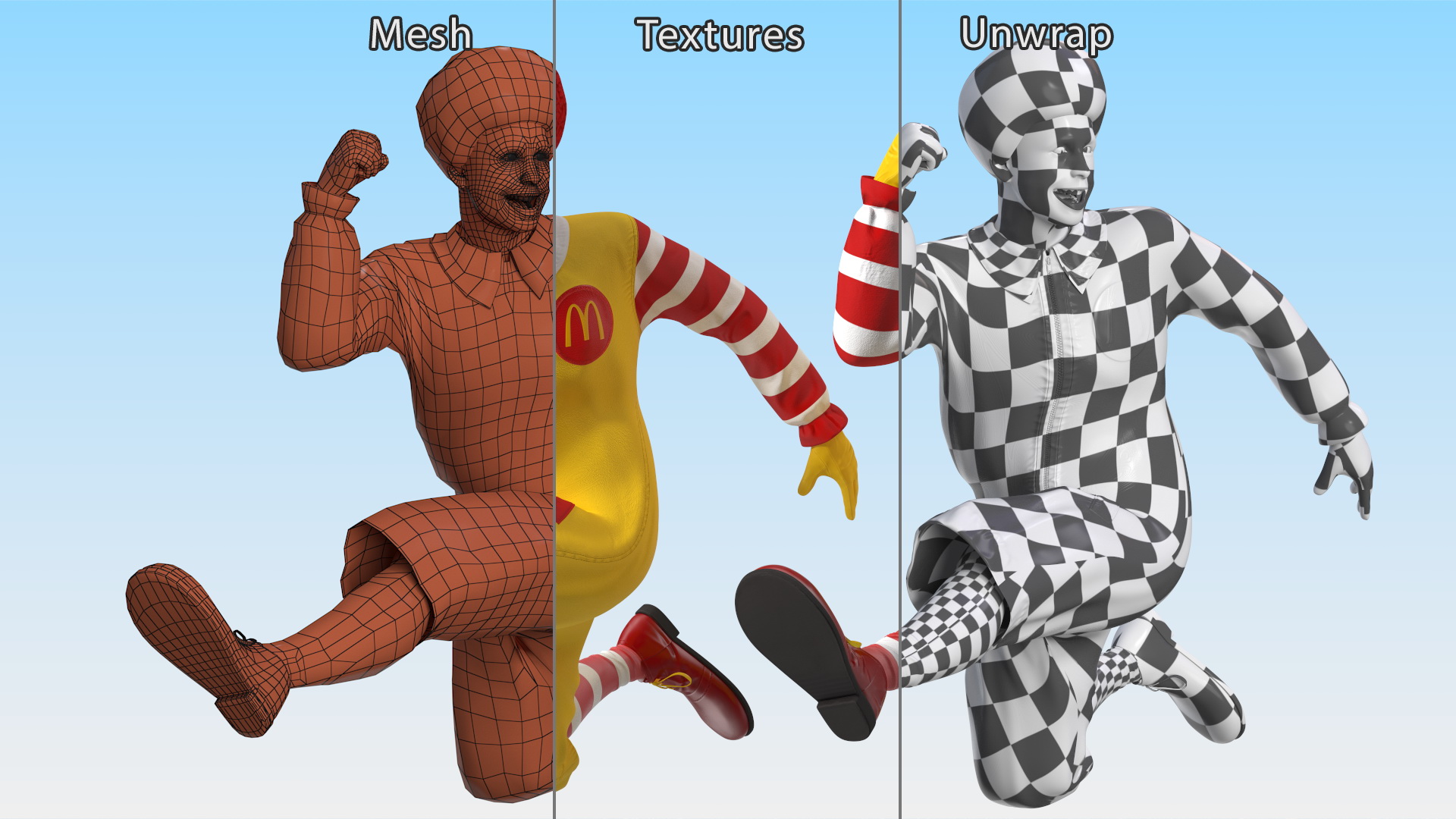 Mascot of McDonalds Jumping Pose 3D