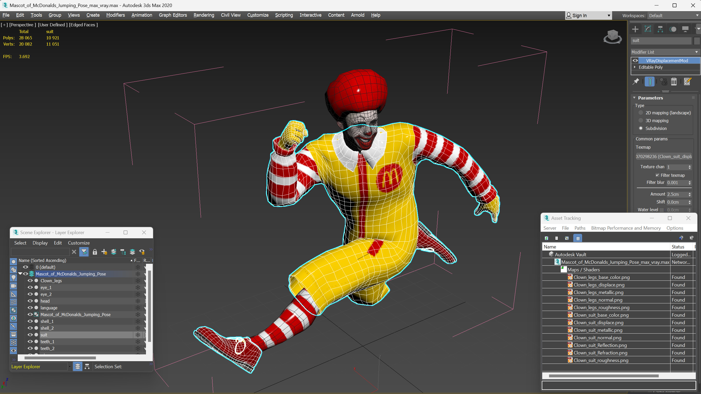 Mascot of McDonalds Jumping Pose 3D