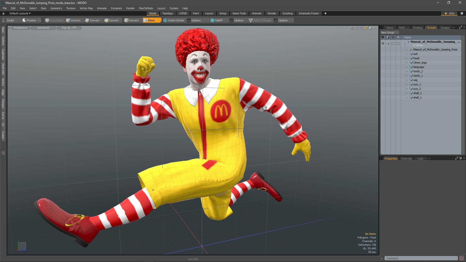 Mascot of McDonalds Jumping Pose 3D