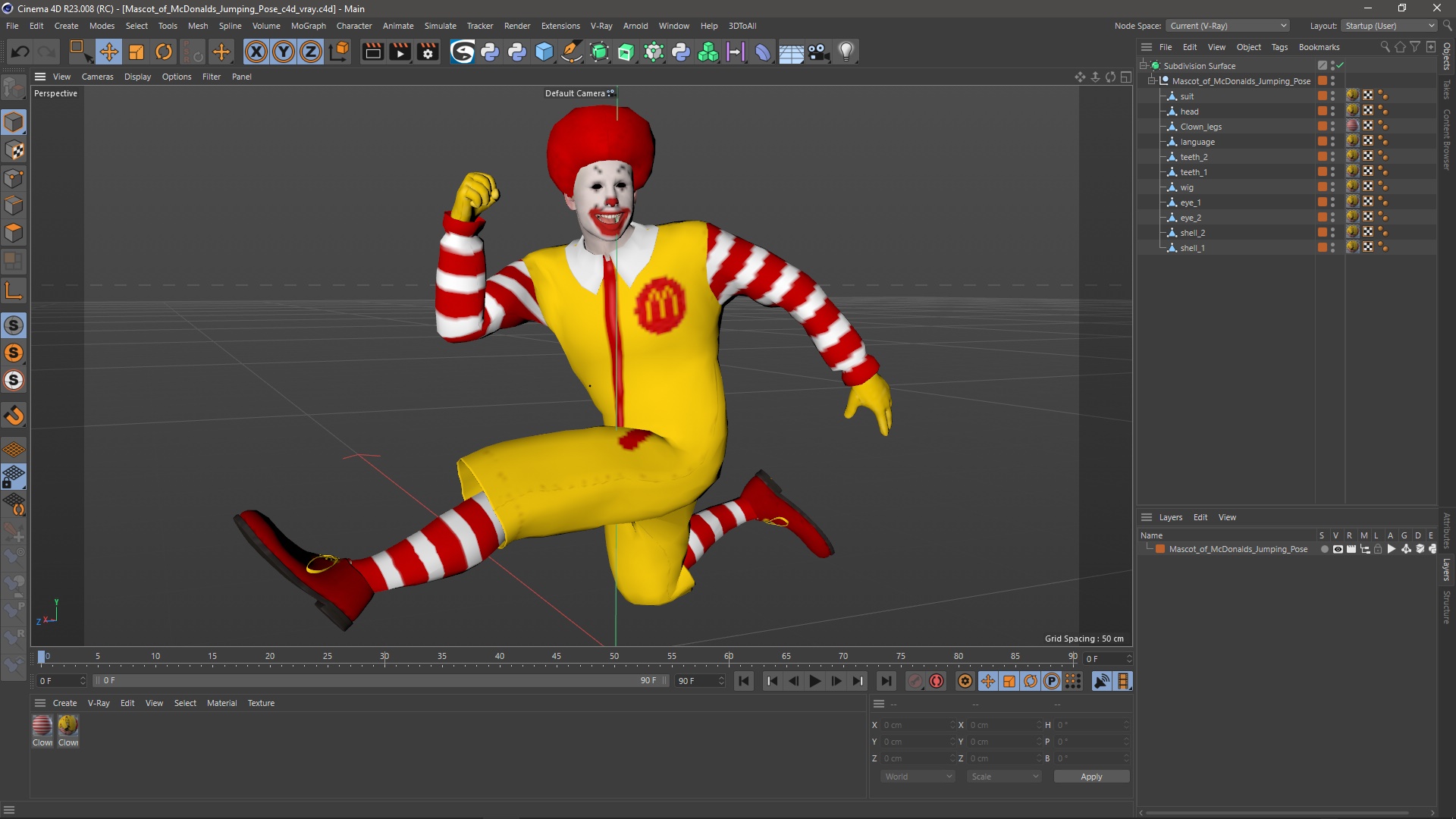 Mascot of McDonalds Jumping Pose 3D