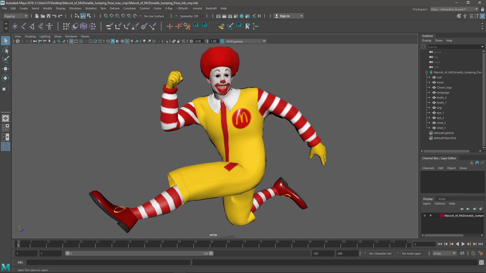 Mascot of McDonalds Jumping Pose 3D