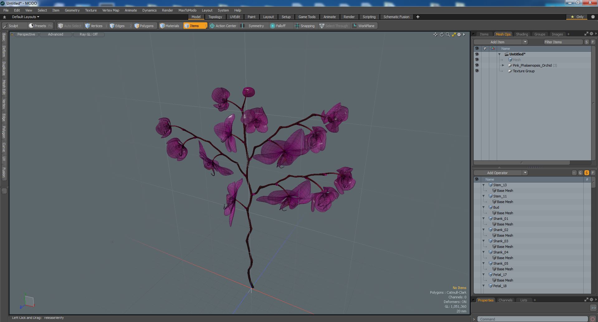 Pink Phalaenopsis Orchid 3D model