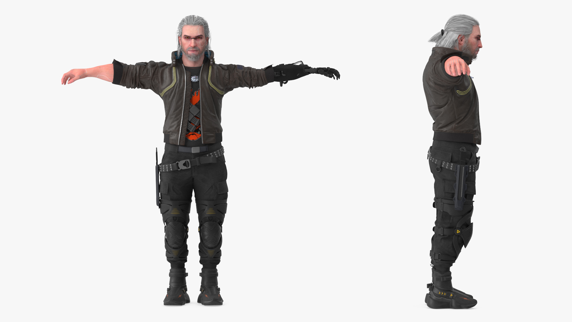 3D Cyberpunk 2077 Geralt Character T-Pose model