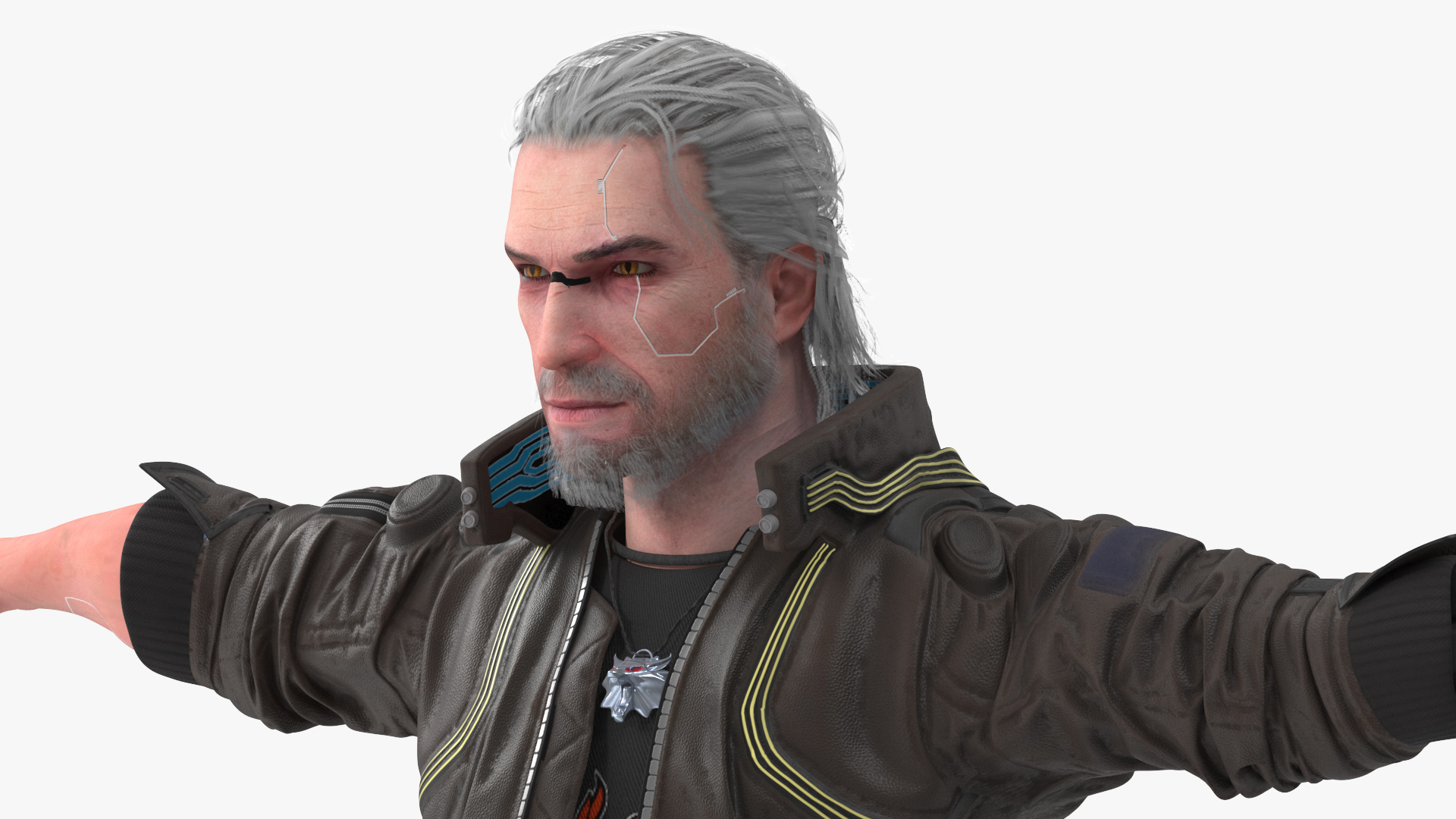 3D Cyberpunk 2077 Geralt Character T-Pose model