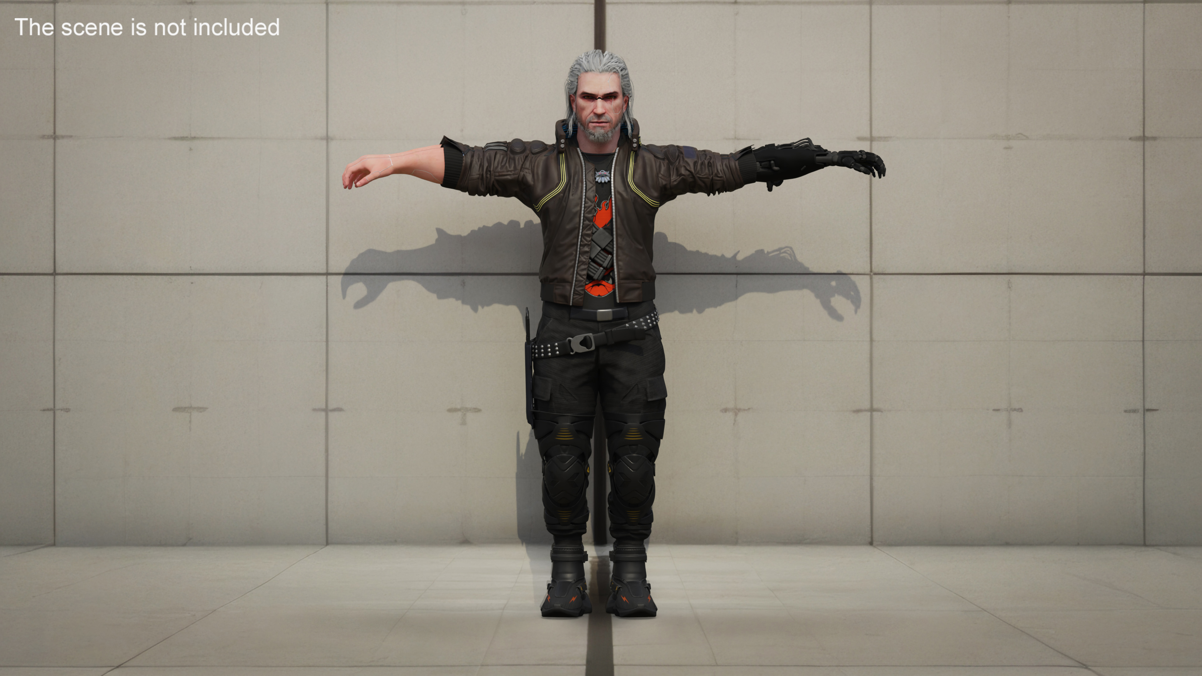 3D Cyberpunk 2077 Geralt Character T-Pose model