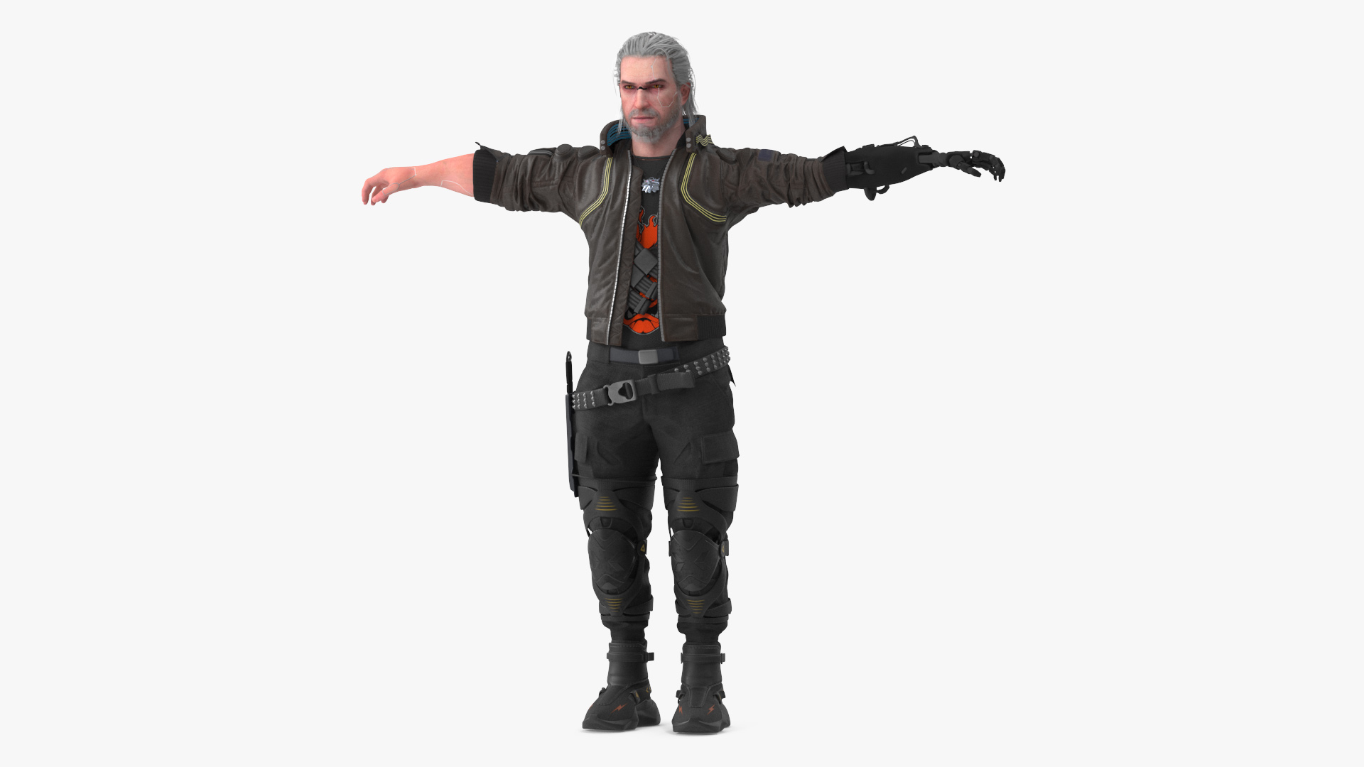 3D Cyberpunk 2077 Geralt Character T-Pose model