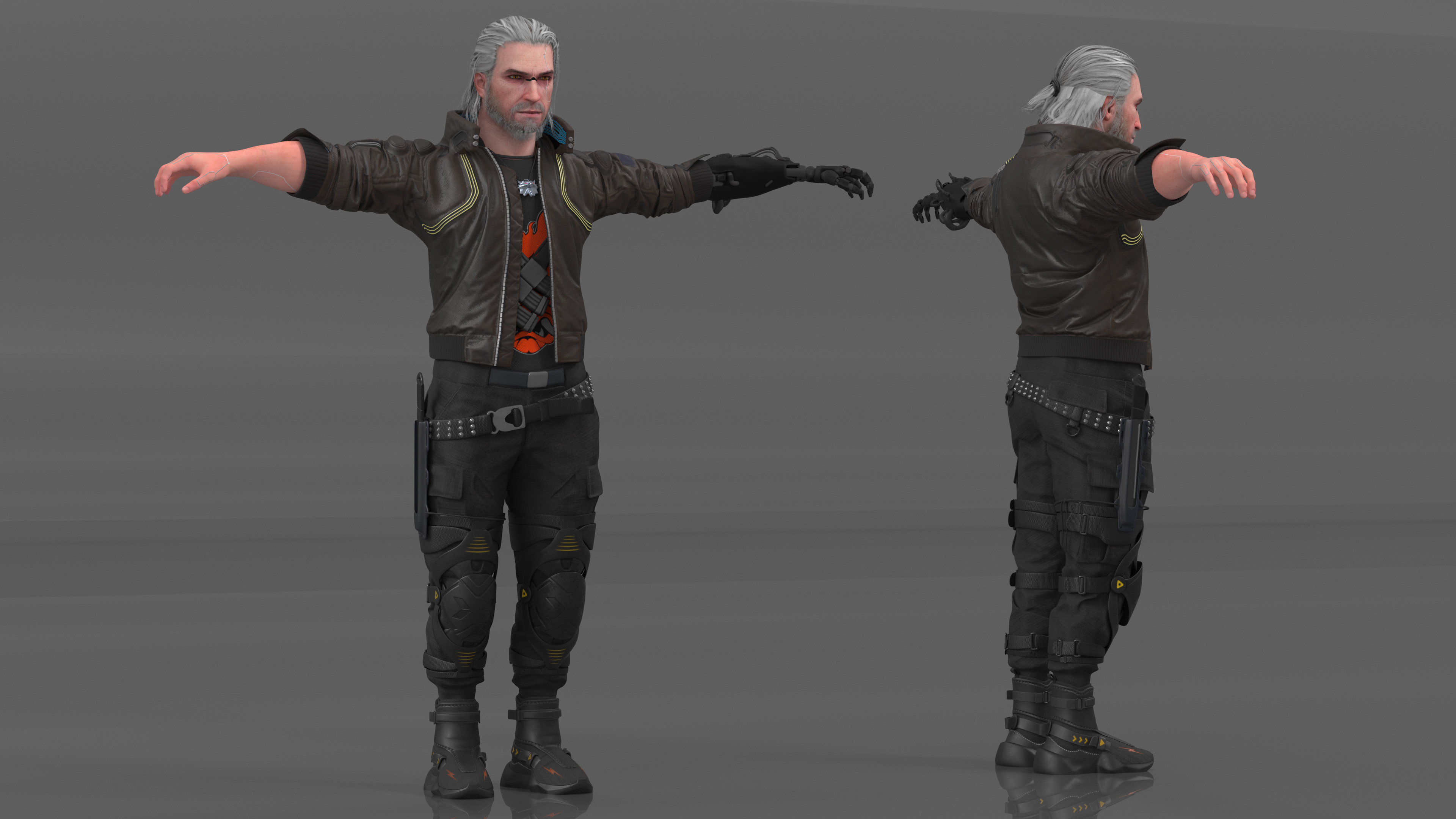 3D Cyberpunk 2077 Geralt Character T-Pose model