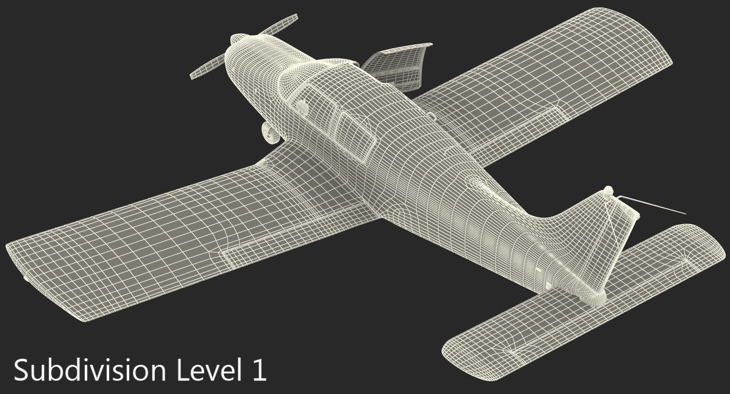 Private Aircraft Piper PA 28 Cherokee Rigged 3D model